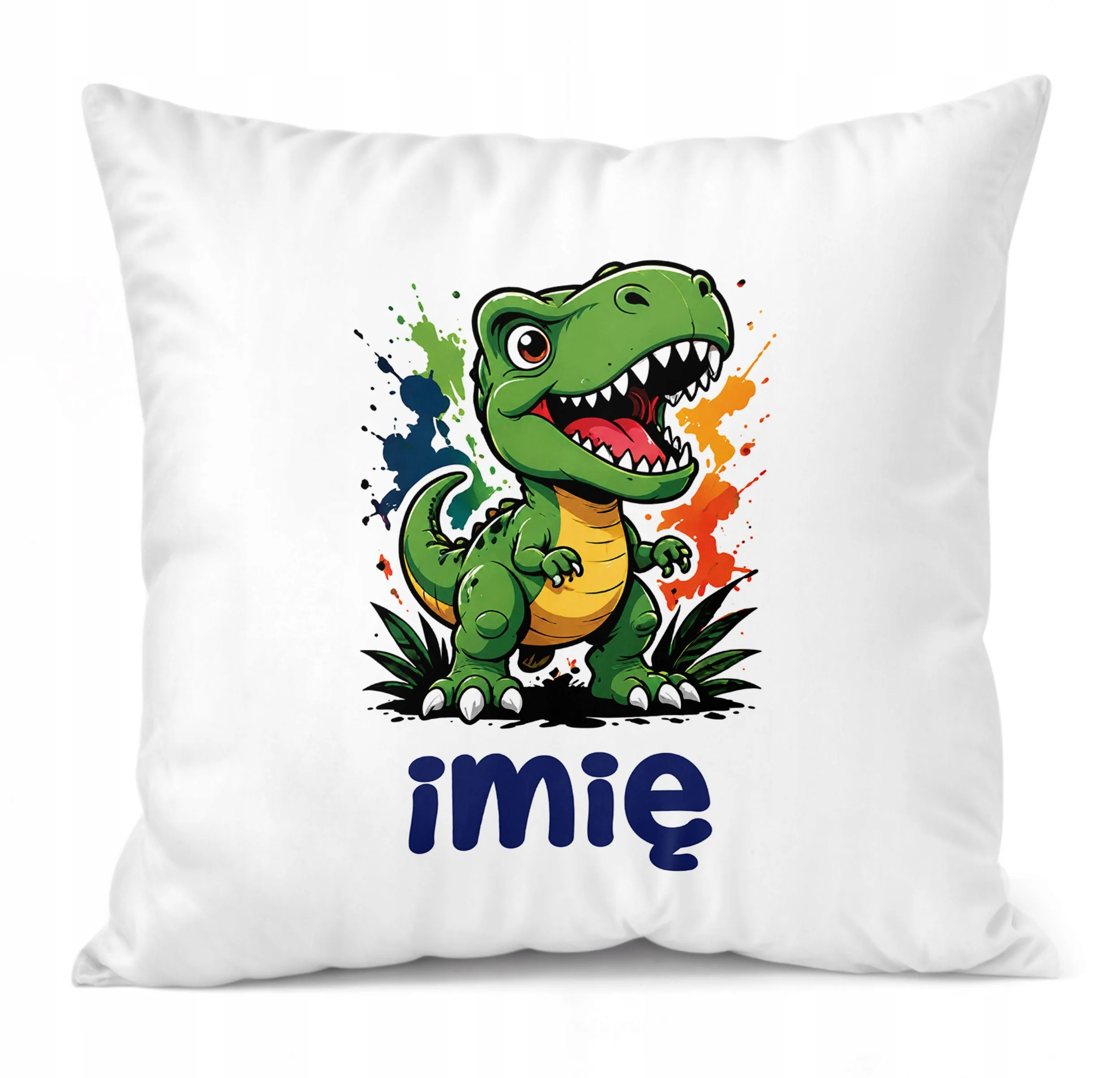 Poduszka Jasiek Personalizowana z nadrukiem 38x38cm dinozaur Prezent