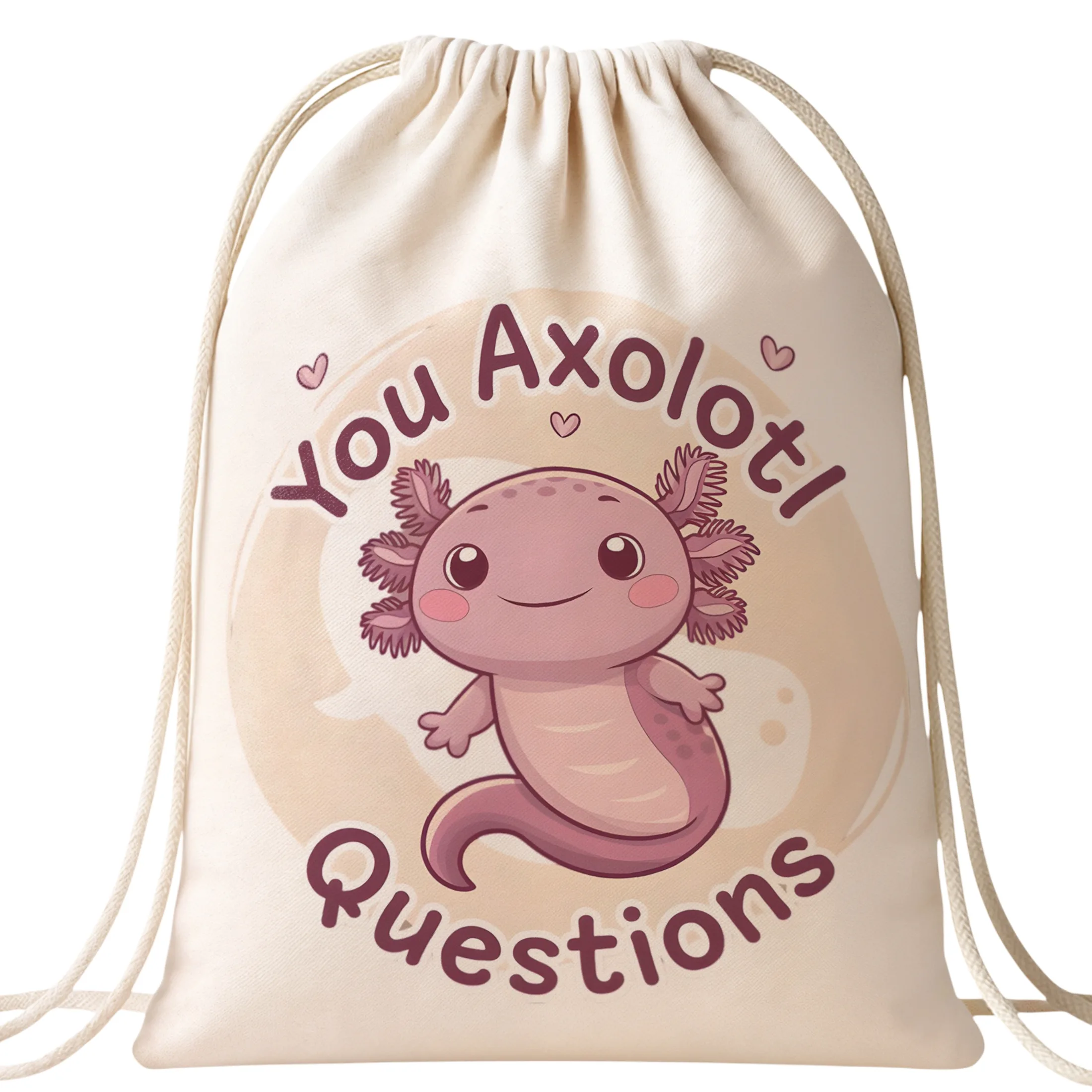 Plecak worek bawełniany ecru Aksolotl Axolotl Różowy Uśmiech Gra Viral OK
