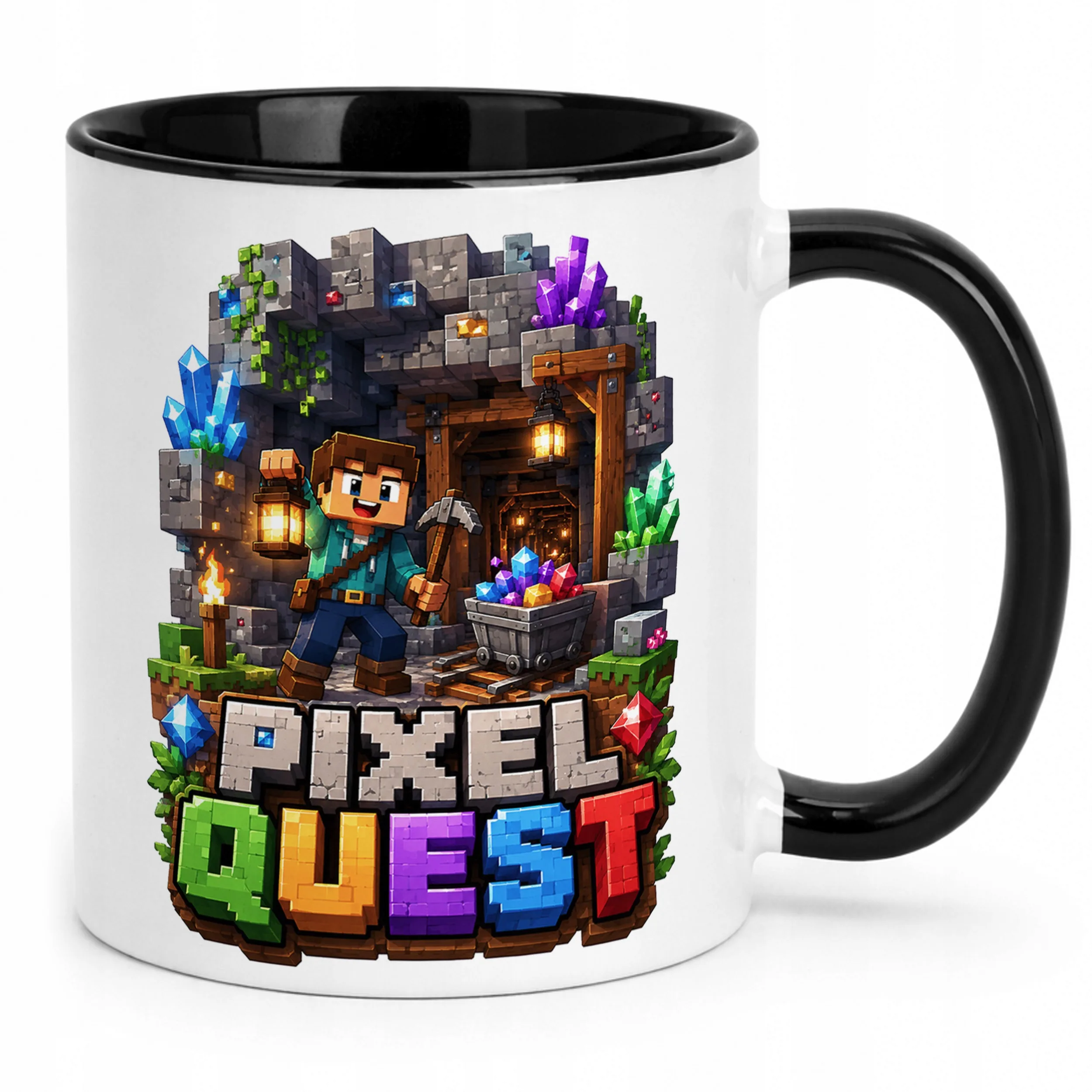 Kubek Czarny z nadrukiem PIXEL Gra Dla Dzieci Prezent Upominek