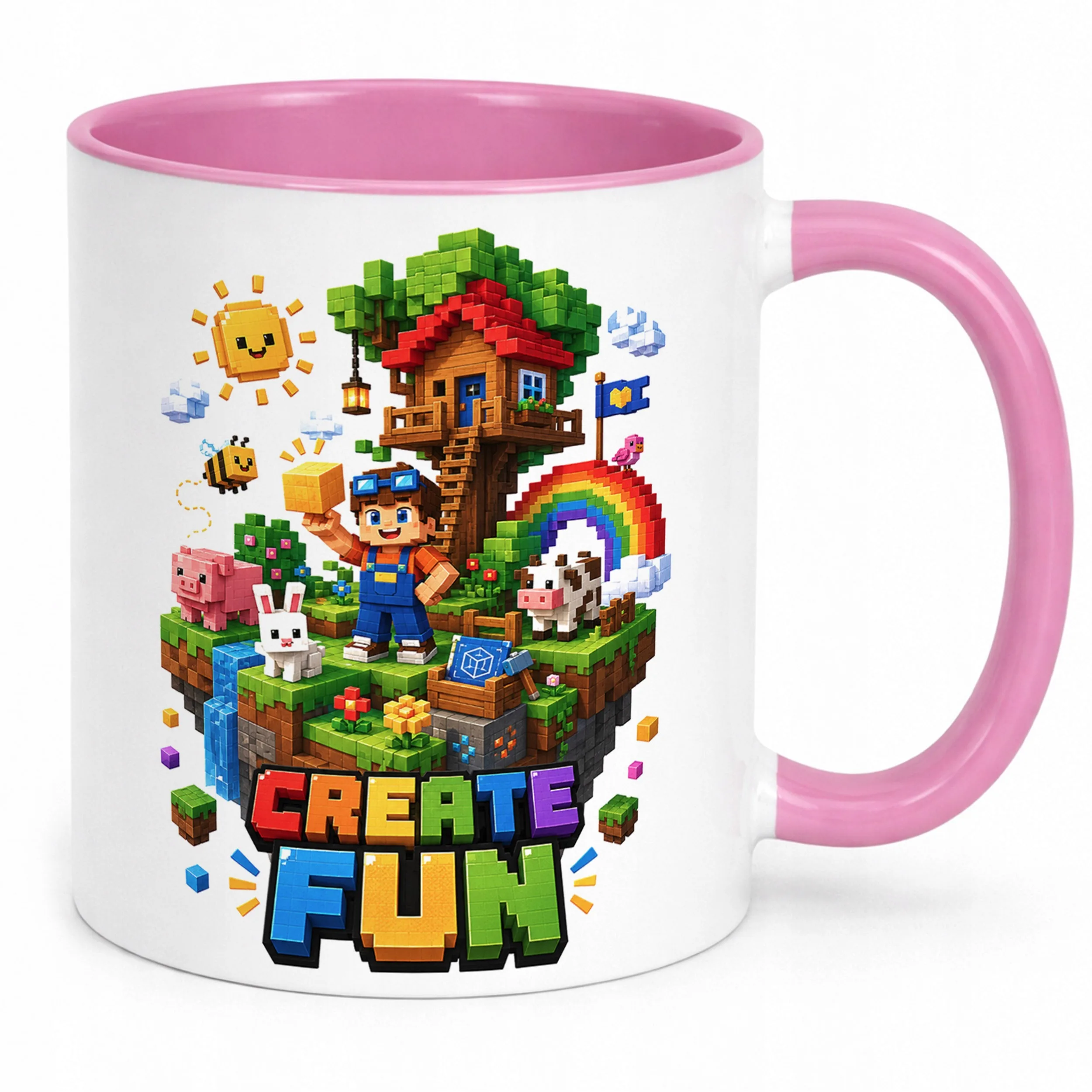 Kubek Różowy z nadrukiem PIXEL GRA Dla Dzieci Prezent Upominek