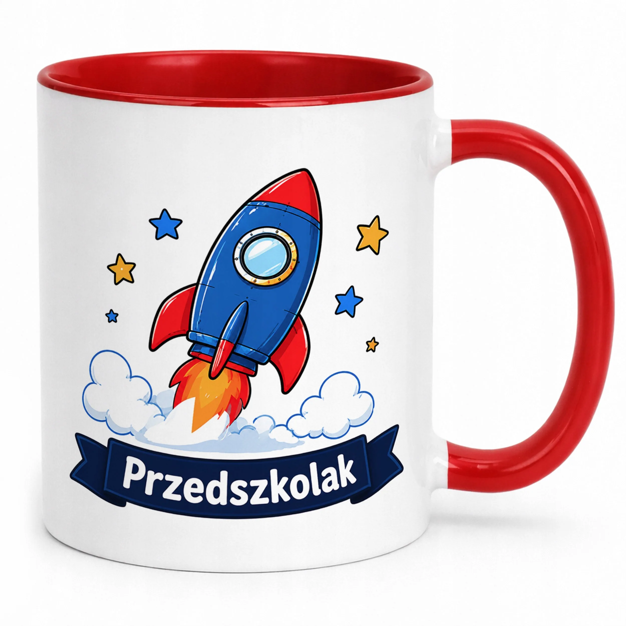 Kubek Czerwony z nadrukiem Przedszkolak Szkoła Dla Dzieci Prezent