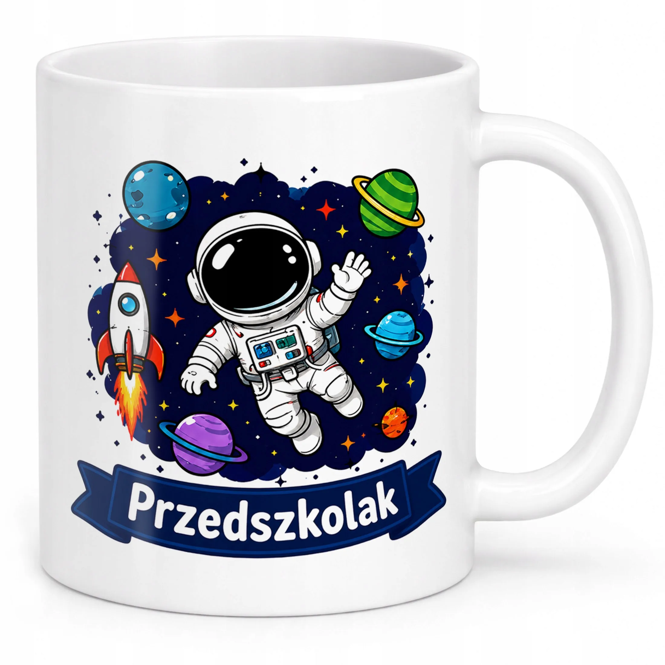 Biały Kubek z nadrukiem Przedszkolak Szkoła Dla Dzieci Prezent