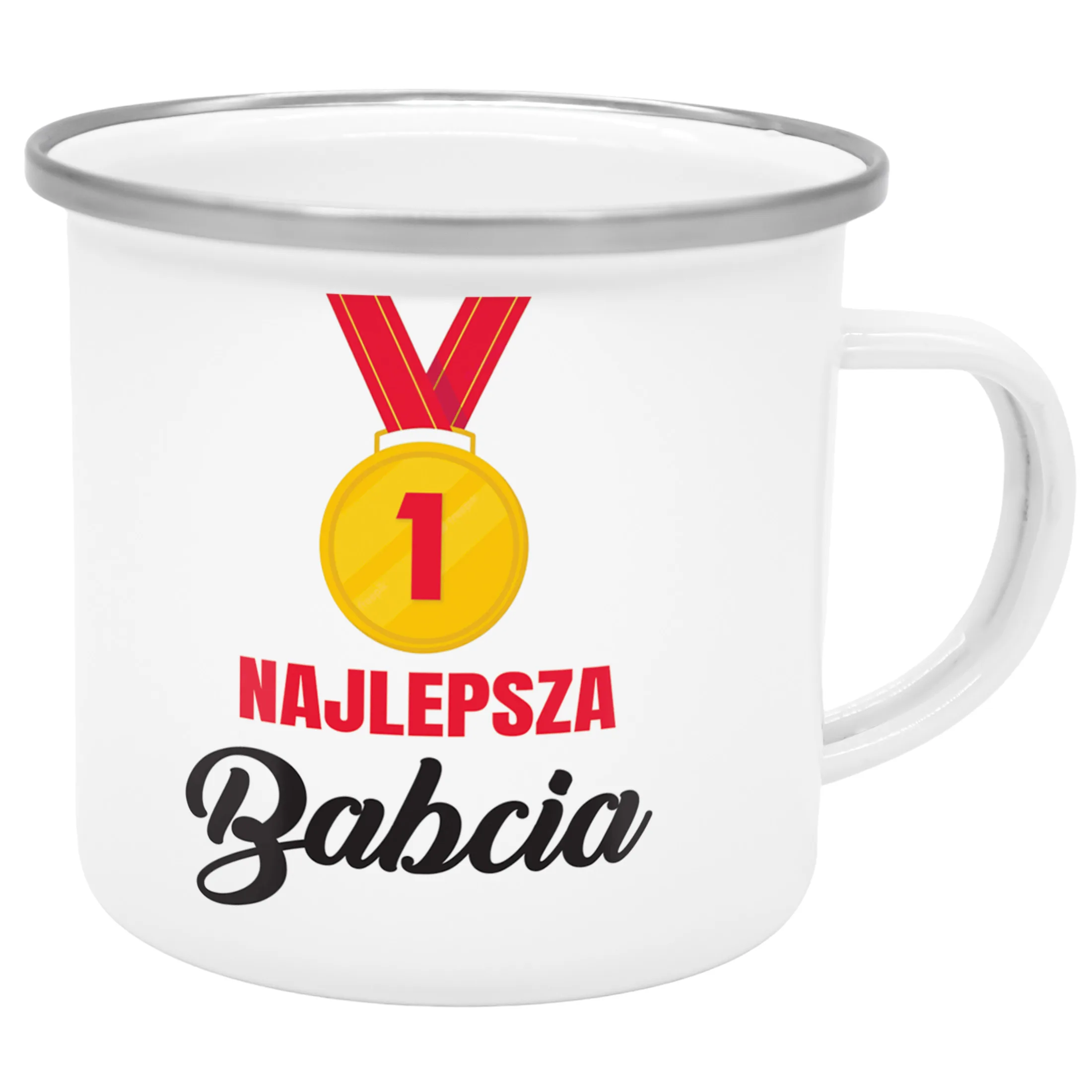 Emaliowany kubek garnuszek prezent na dzień babci Najlepsza Babcia
