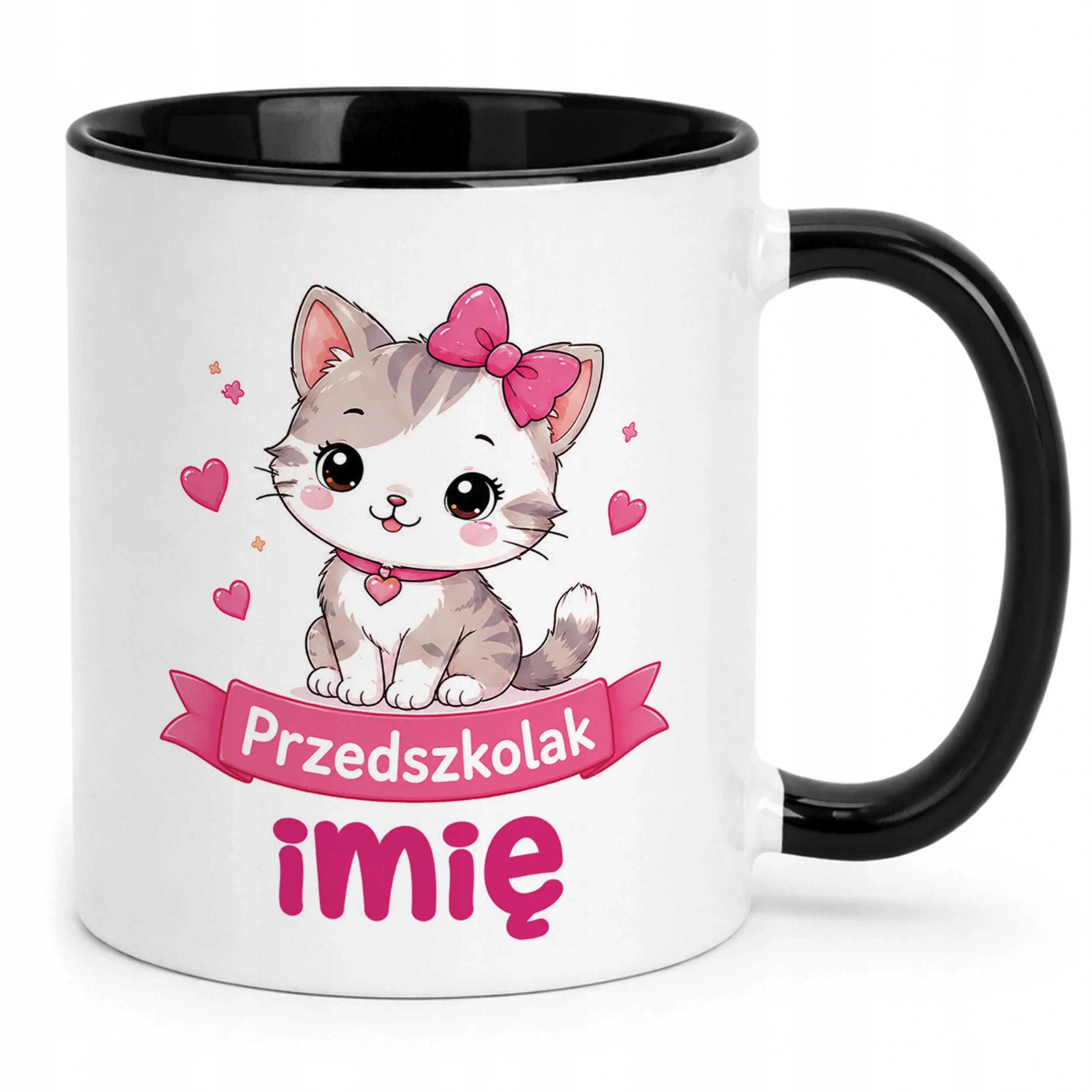 Kubek Czarny z nadrukiem personalizowany Przedszkolak Szkoła Dla Dzieci