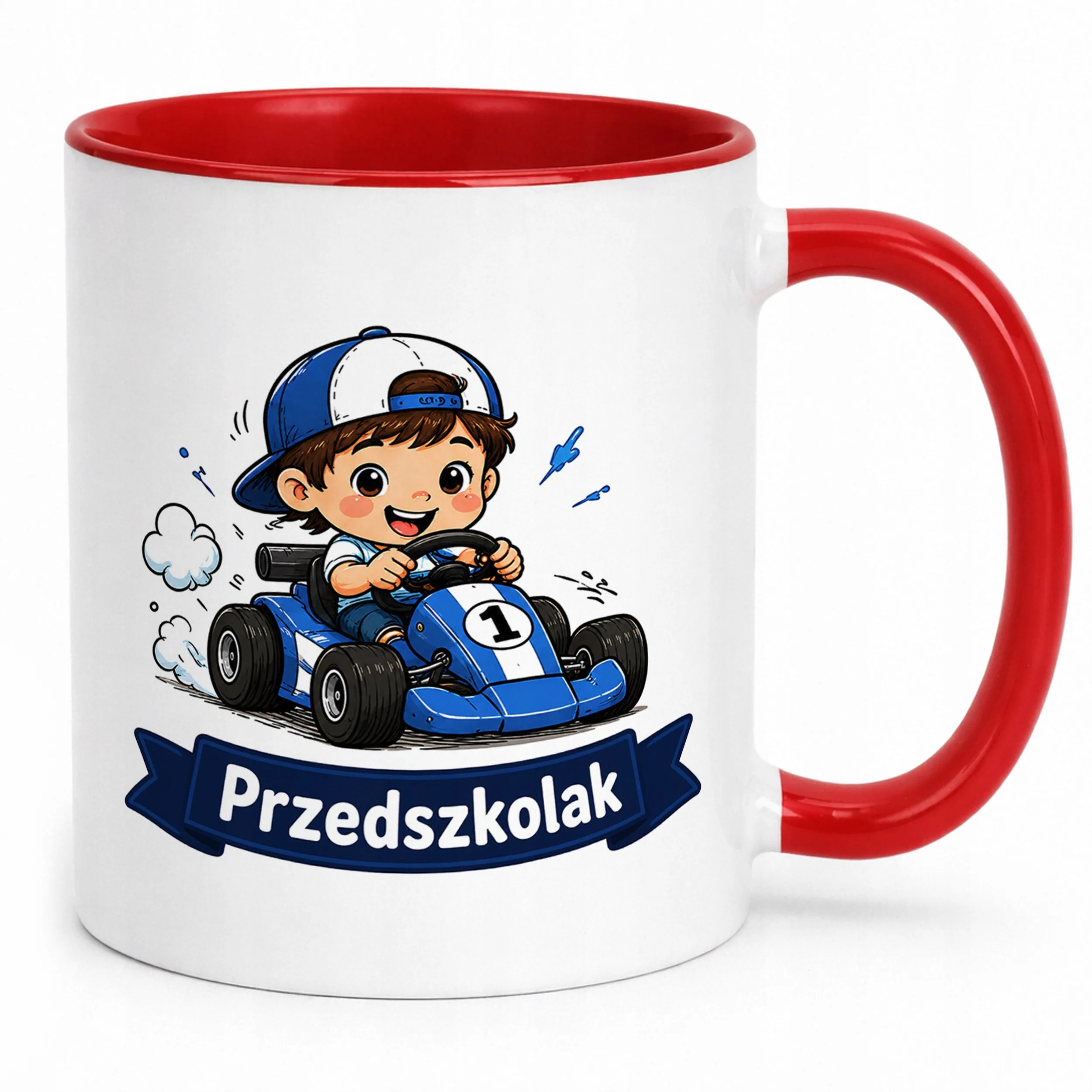 Kubek Czerwony z nadrukiem Przedszkolak Szkoła Dla Dzieci Prezent