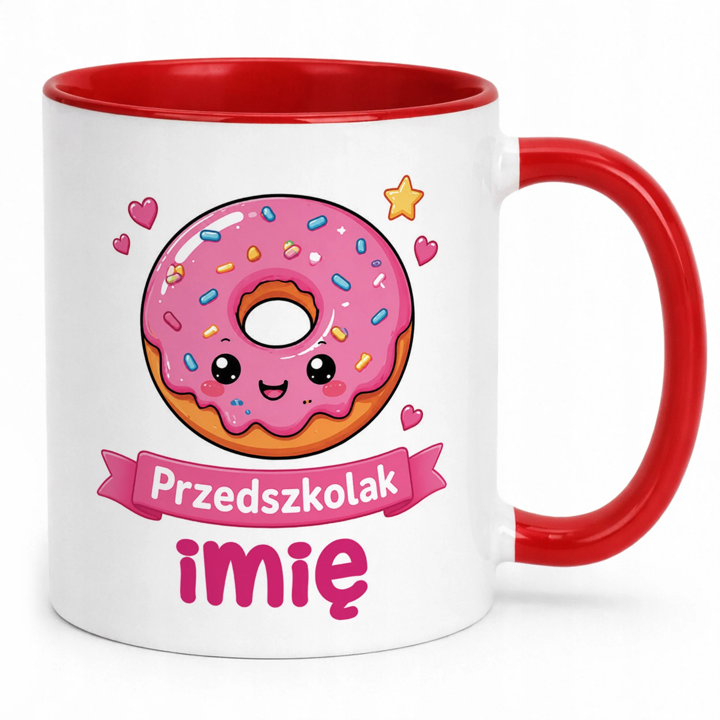 Kubek Czerwony z nadrukiem personalizowany Przedszkolak Szkoła Dla Dzieci