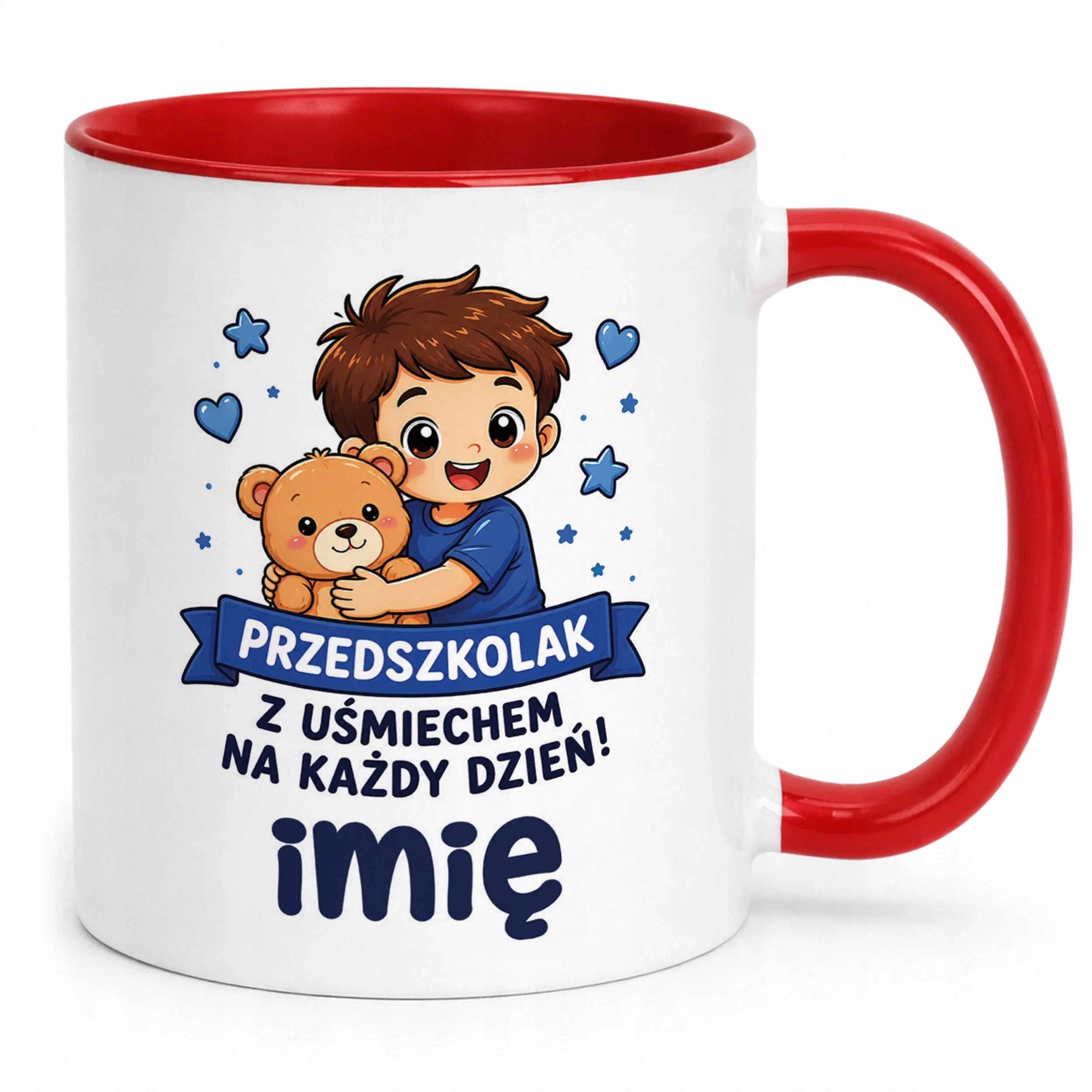 Kubek Czerwony z nadrukiem personalizowany Przedszkolak Szkoła Dla Dzieci