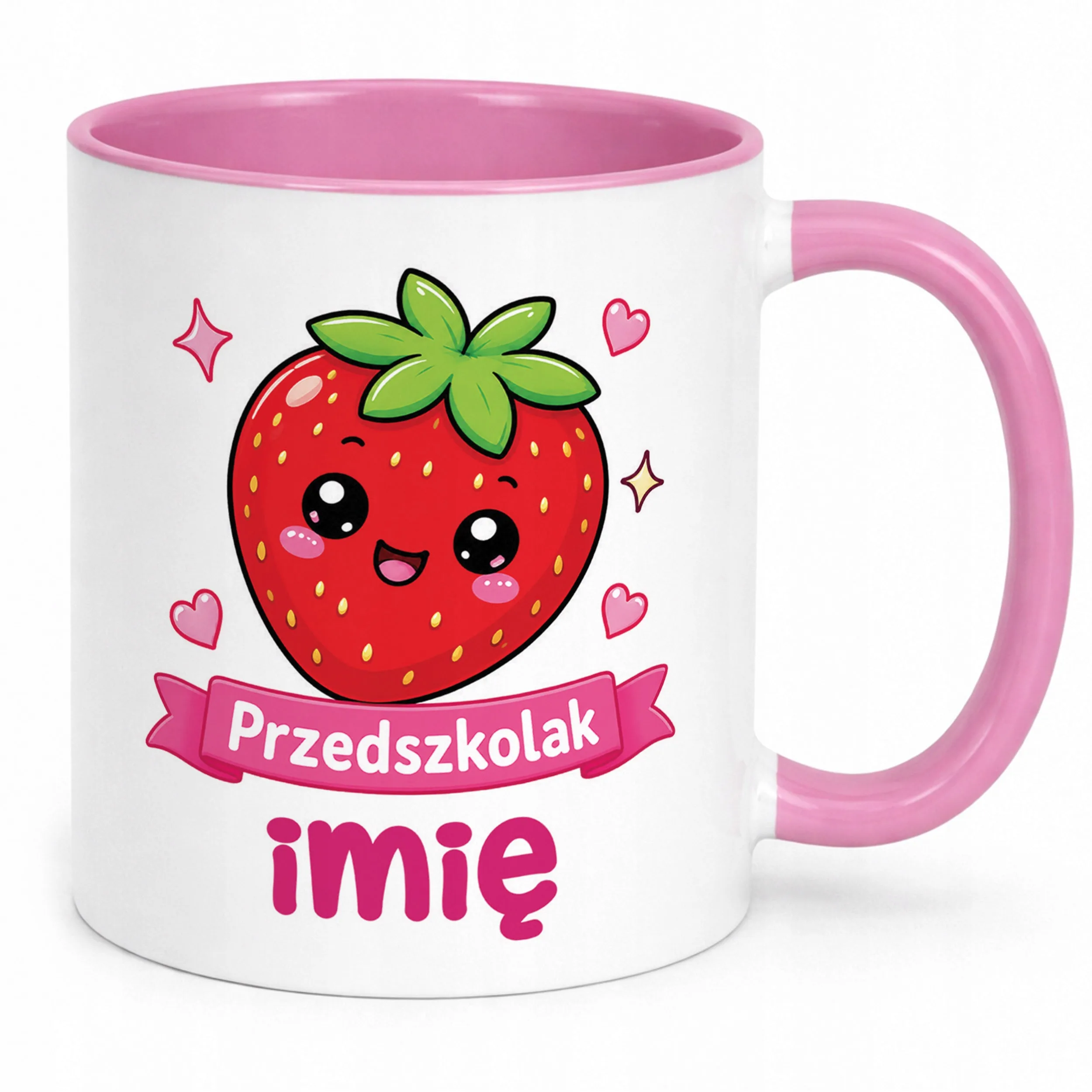 Kubek Różowy z nadrukiem personalizowany Przedszkolak Szkoła Dla Dzieci