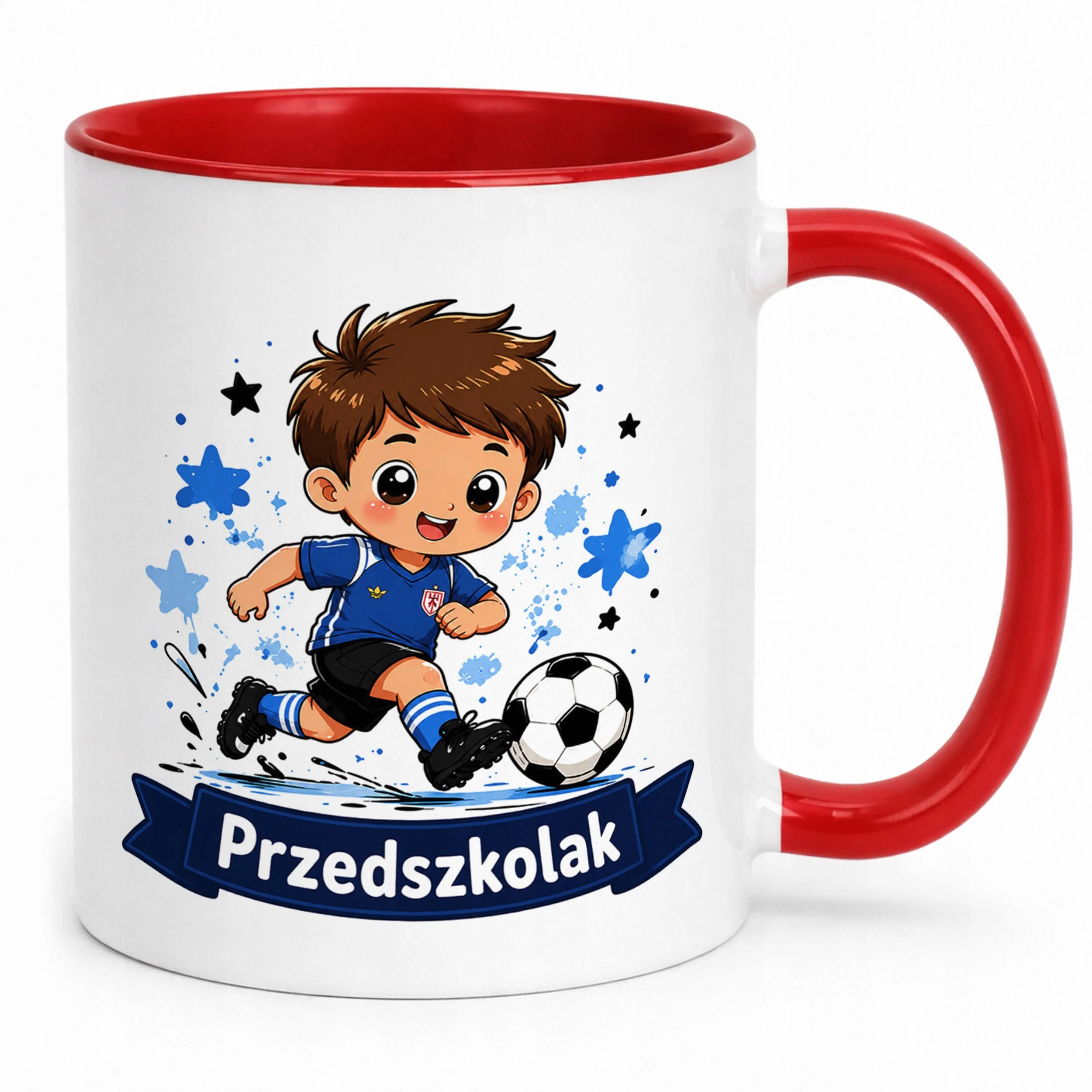 Kubek Czerwony z nadrukiem Przedszkolak Szkoła Dla Dzieci Prezent