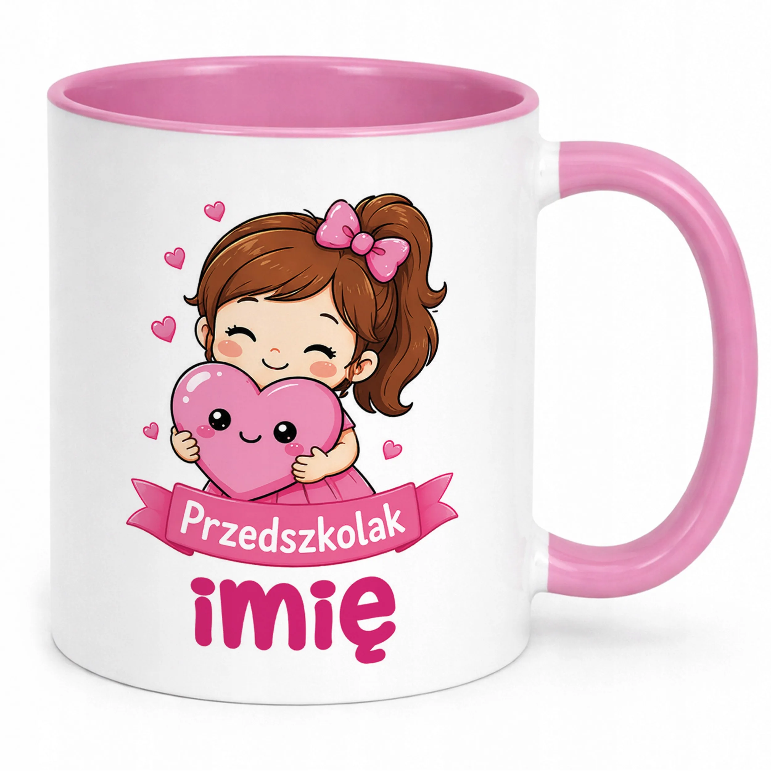 Kubek Różowy z nadrukiem personalizowany Przedszkolak Szkoła Dla Dzieci