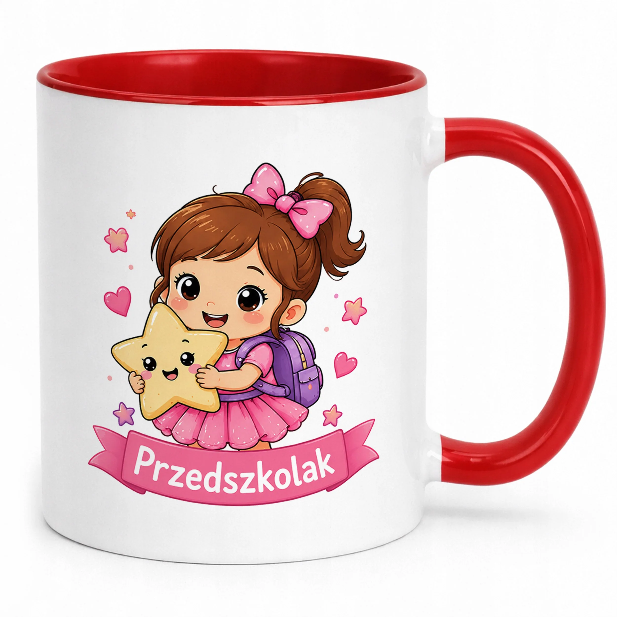 Kubek Czerwony z nadrukiem Przedszkolak Szkoła Dla Dzieci Prezent