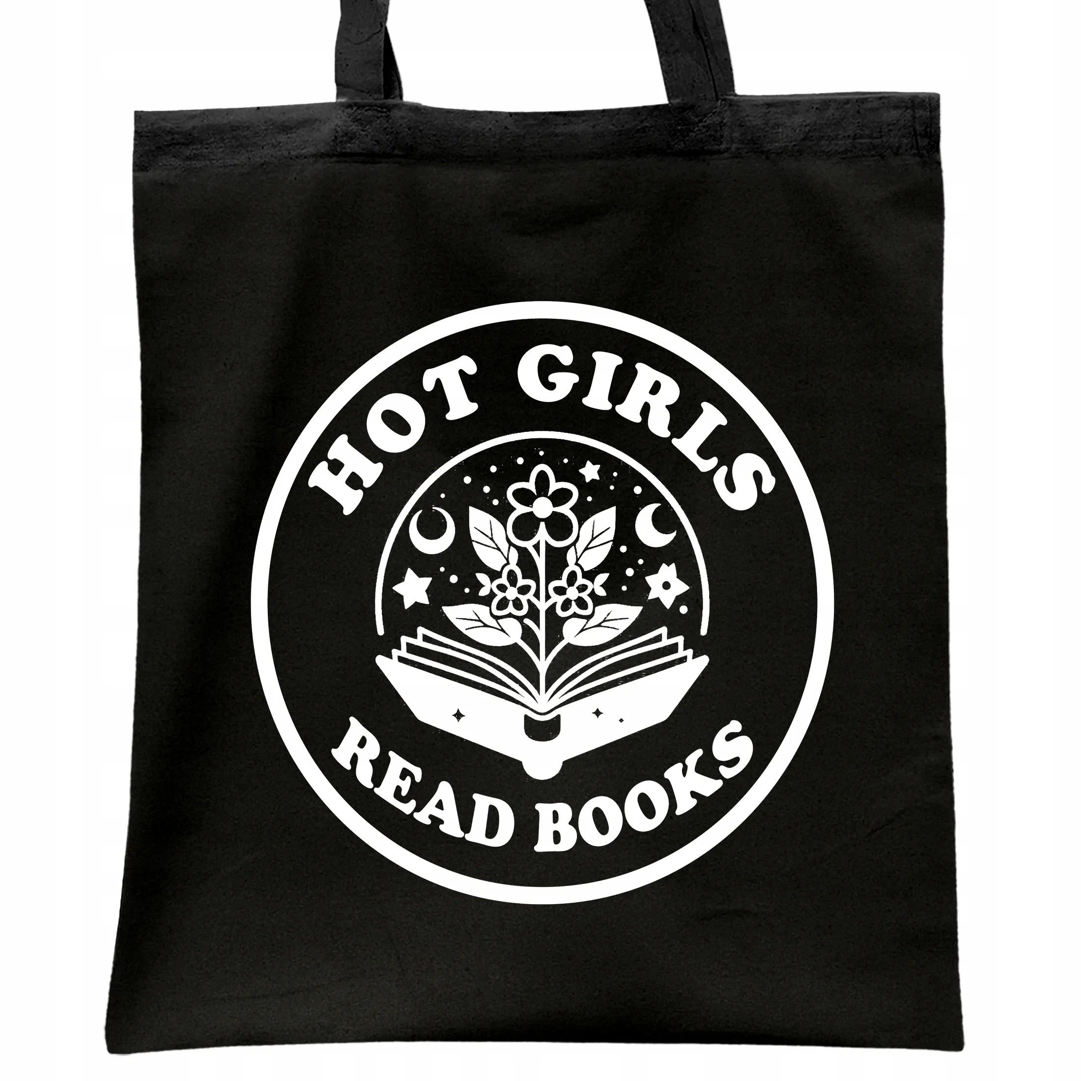 Torba bawełniana czarna na zakupy Hot Girls Read Books Dla Fanów Książek