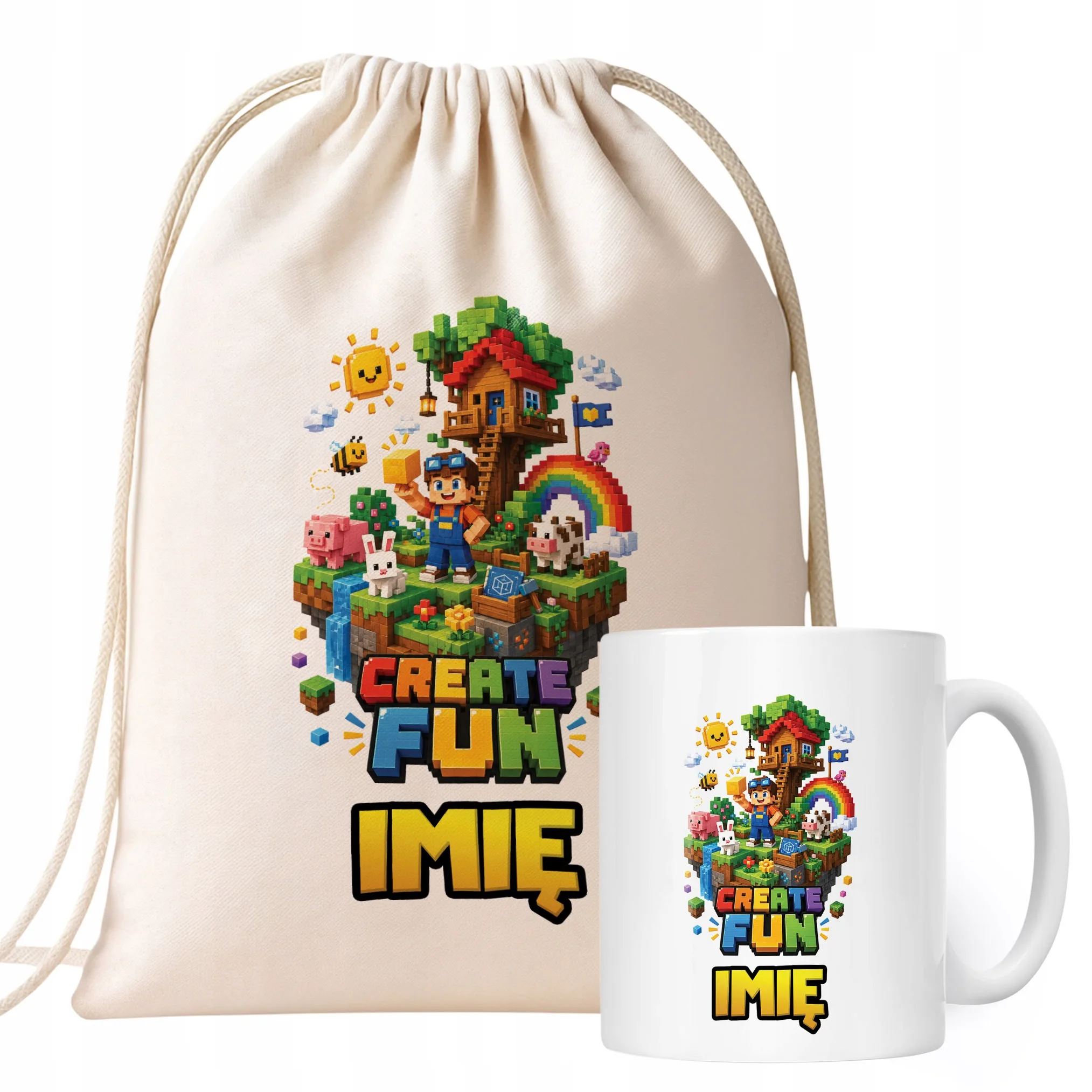 Zestaw Personalizowany Plecak Worek Kubek gra Create Fun Prezent