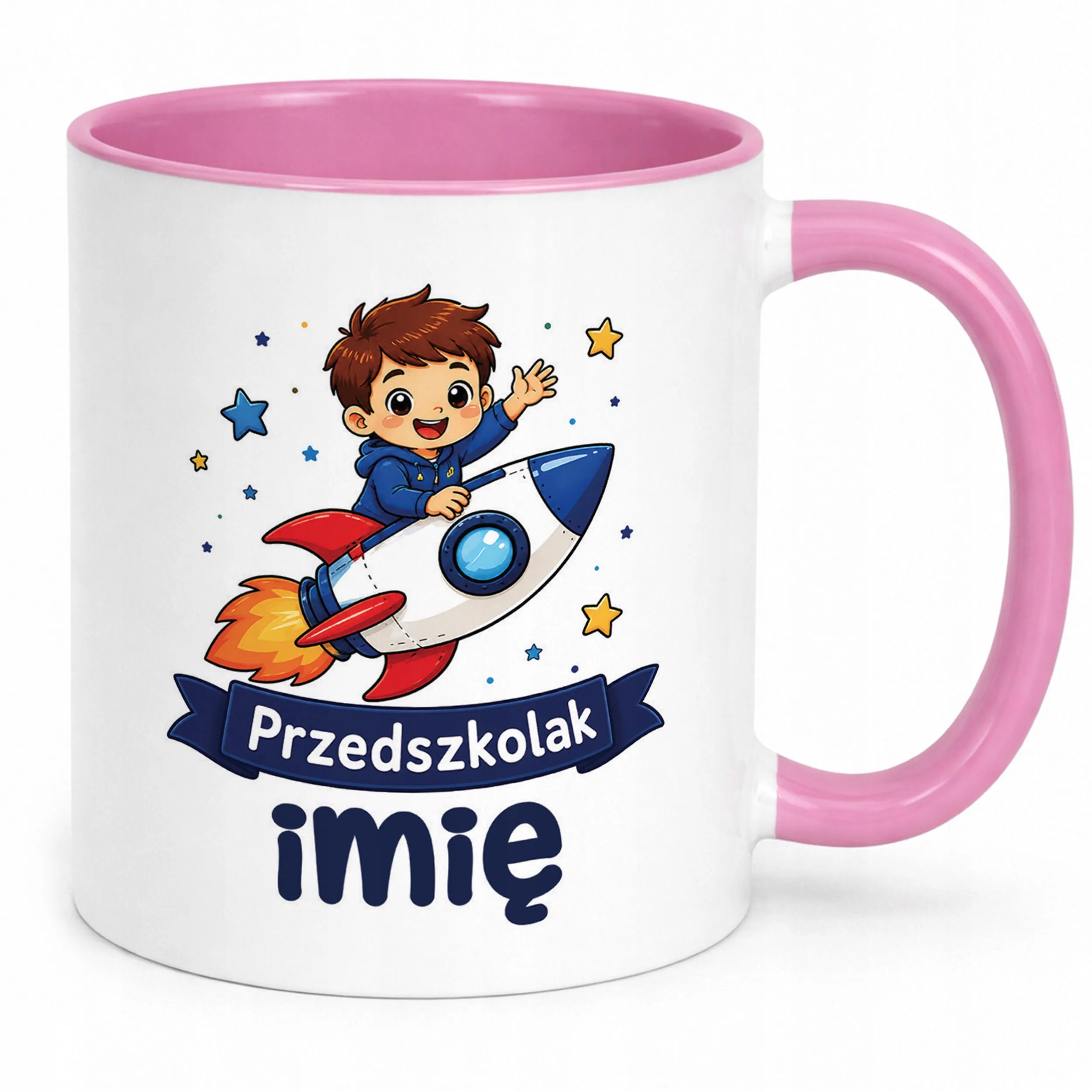 Kubek Różowy z nadrukiem personalizowany Przedszkolak Szkoła Dla Dzieci
