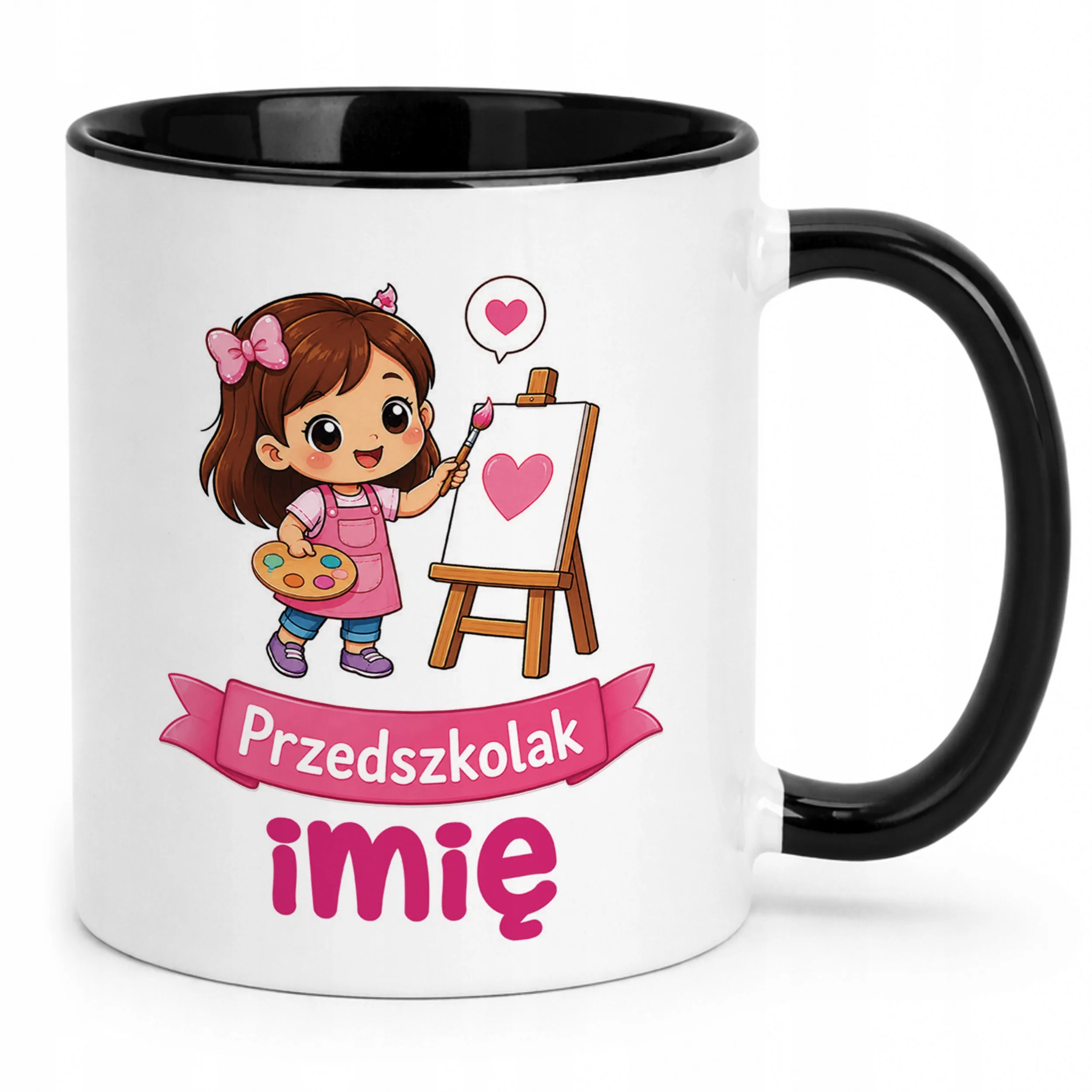 Kubek Czarny z nadrukiem personalizowany Przedszkolak Szkoła Dla Dzieci
