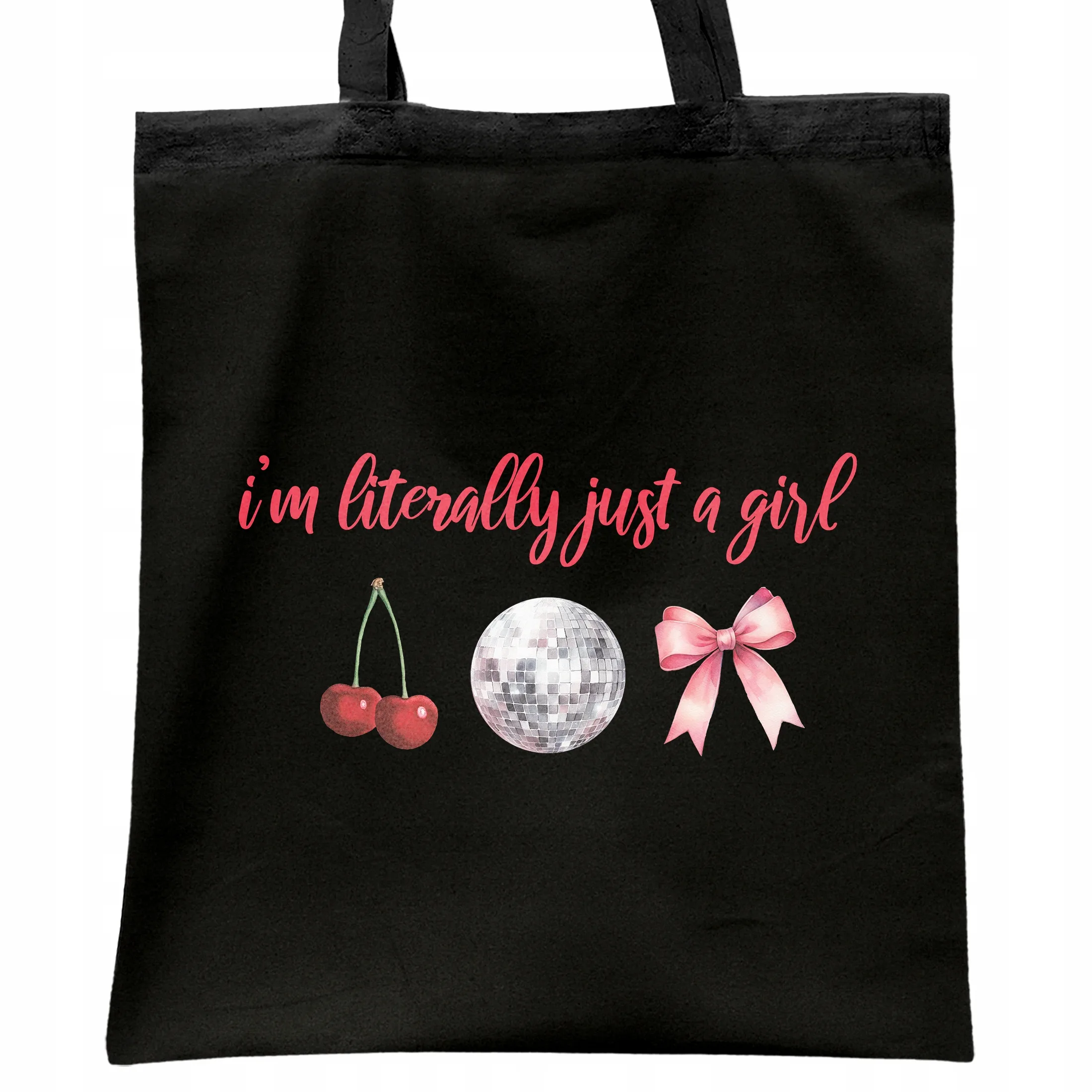 Torba bawełniana czarna na zakupy I’m Just A Girl Dla Dziewczyn Prezent