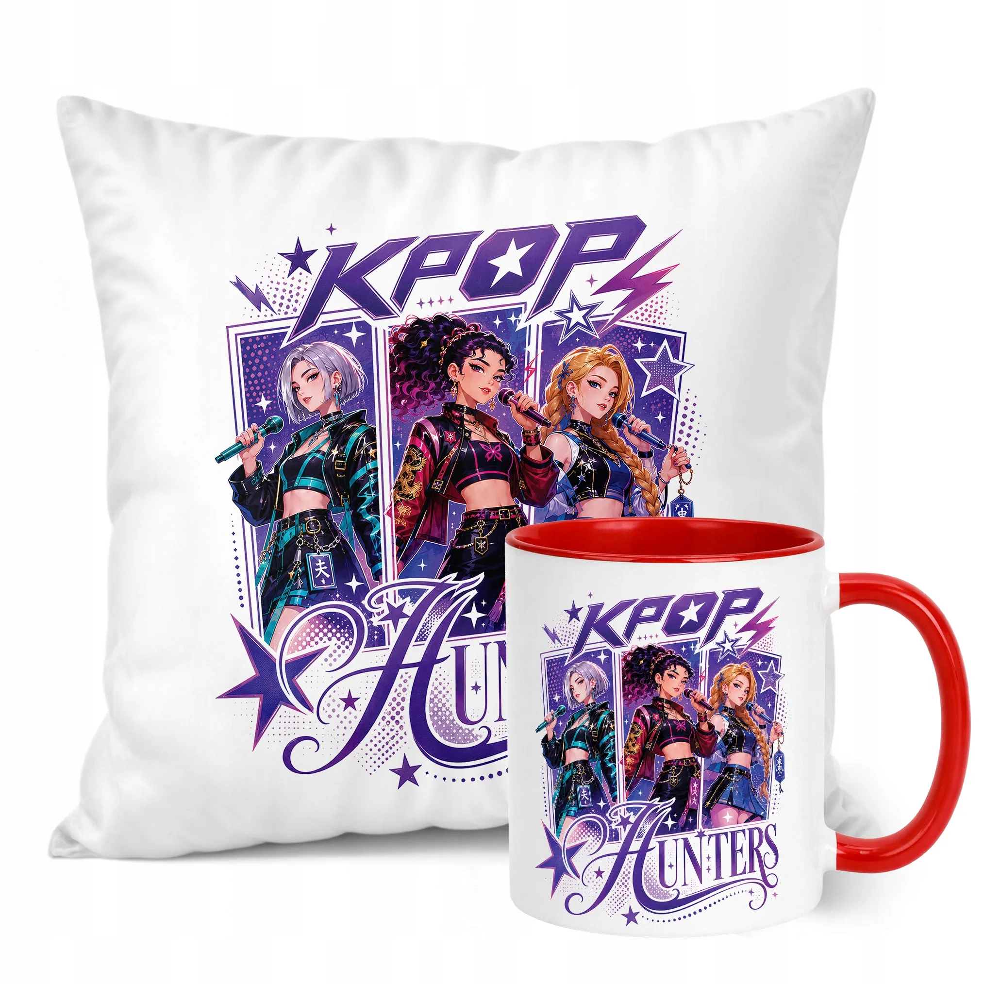 Zestaw Kubek Czerwony Poduszka Z Nadrukiem ŁOWCZYNIE KPOP Prezent