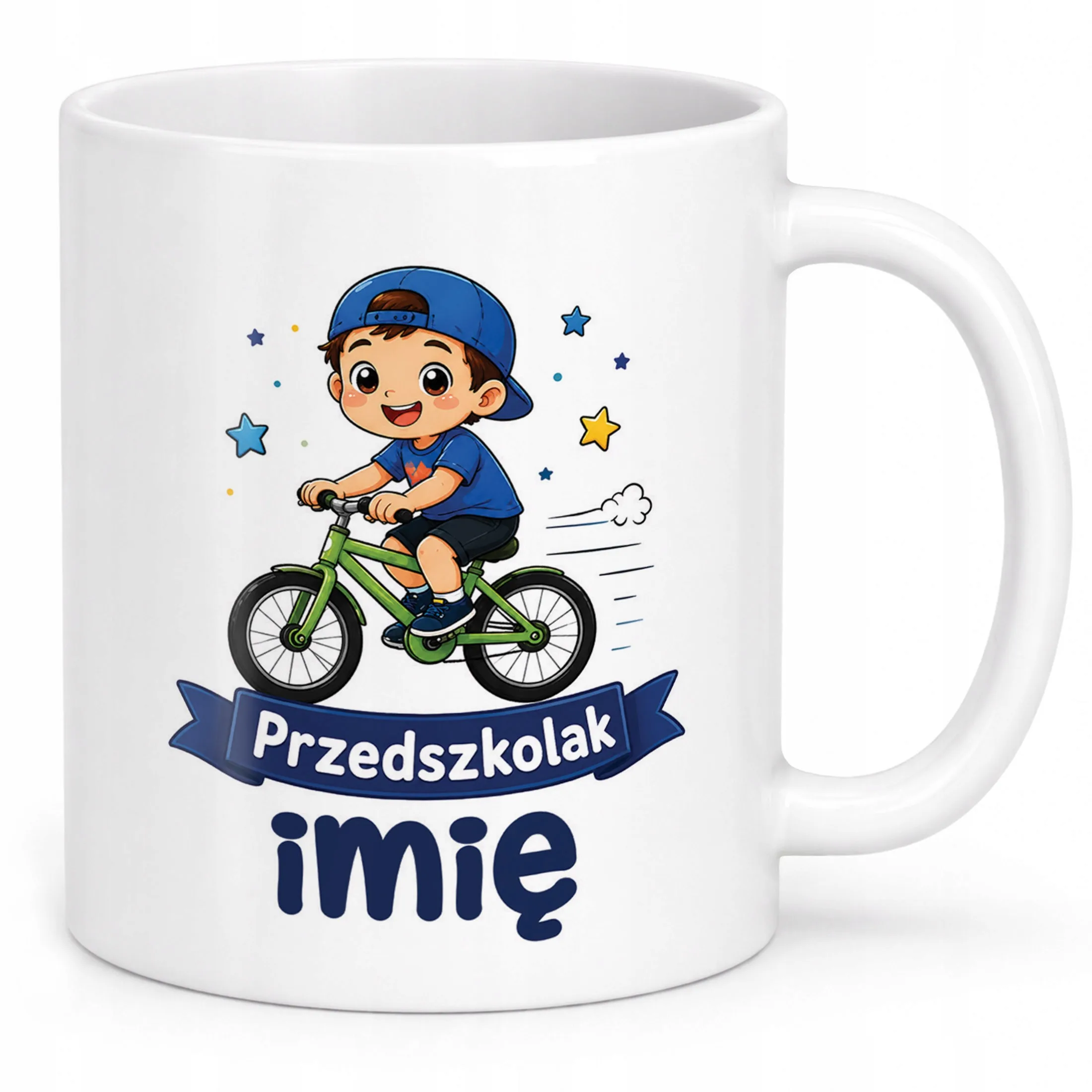 Biały Kubek z nadrukiem personalizowany Przedszkolak Szkoła Dla Dzieci