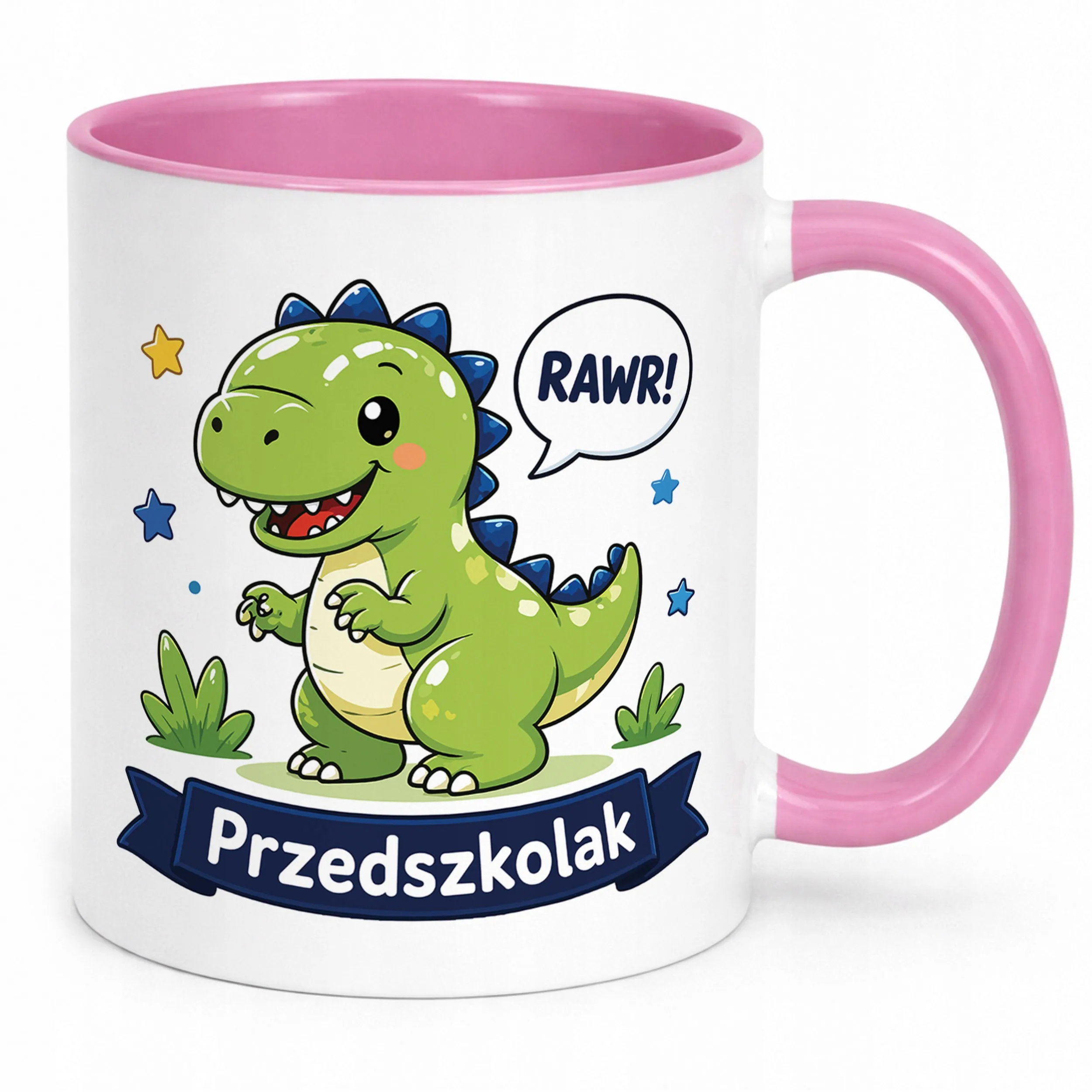 Kubek Różowy z nadrukiem Przedszkolak Szkoła Dla Dzieci Prezent