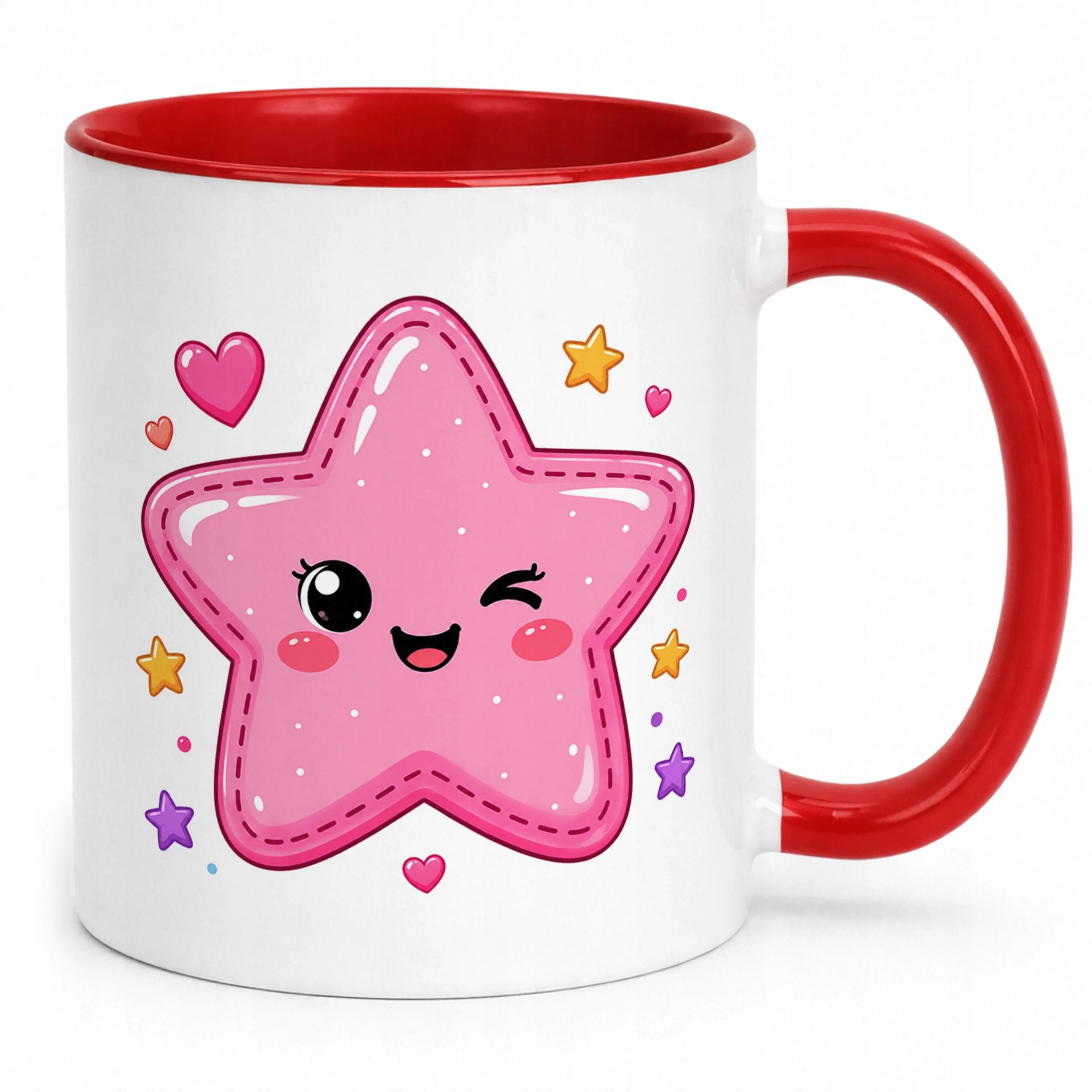 Kubek Czerwony z nadrukiem Kawaii Gwiazdka Dla Dzieci Prezent Upominek