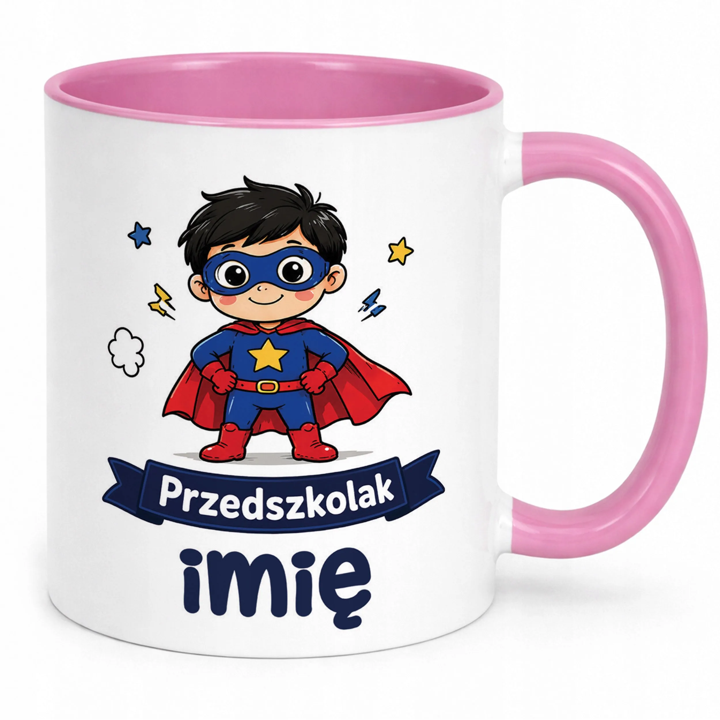 Kubek Różowy z nadrukiem personalizowany Przedszkolak Szkoła Dla Dzieci