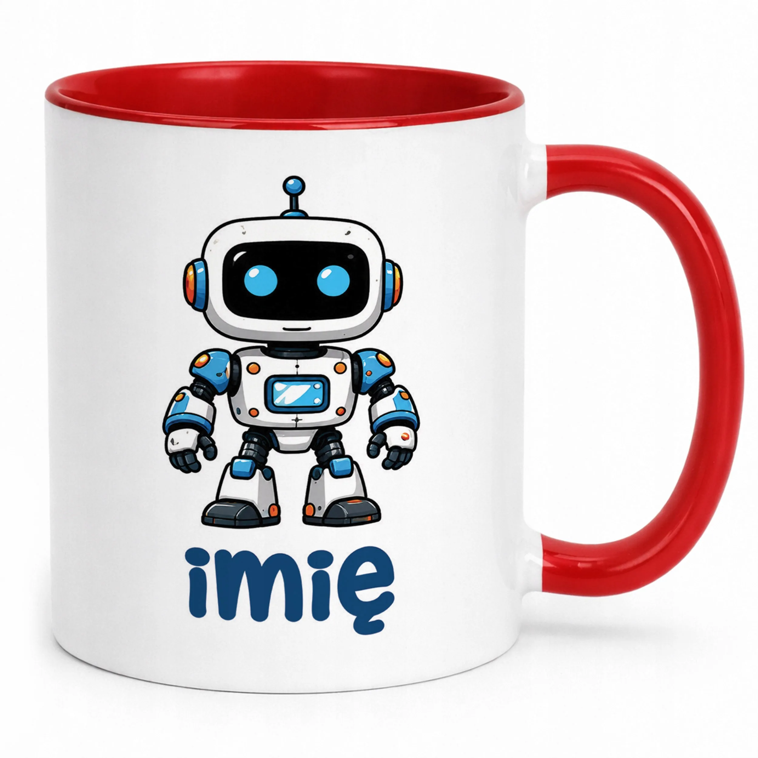 Kubek Czerwony z nadrukiem personalizowany Robot Dla Dzieci Prezent