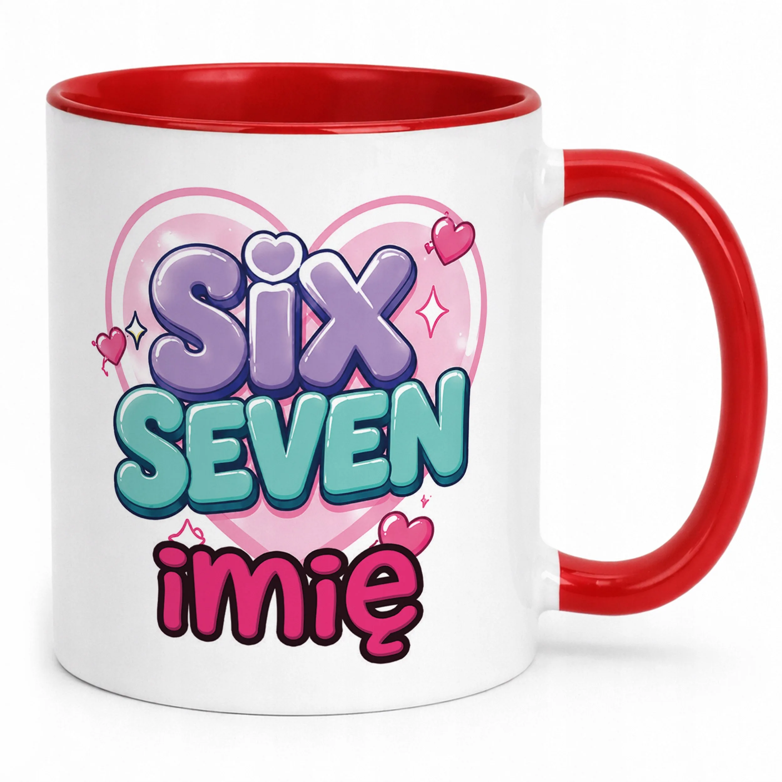 Kubek Czerwony z nadrukiem personalizowany SIX SEVEN Dla Dzieci Prezent