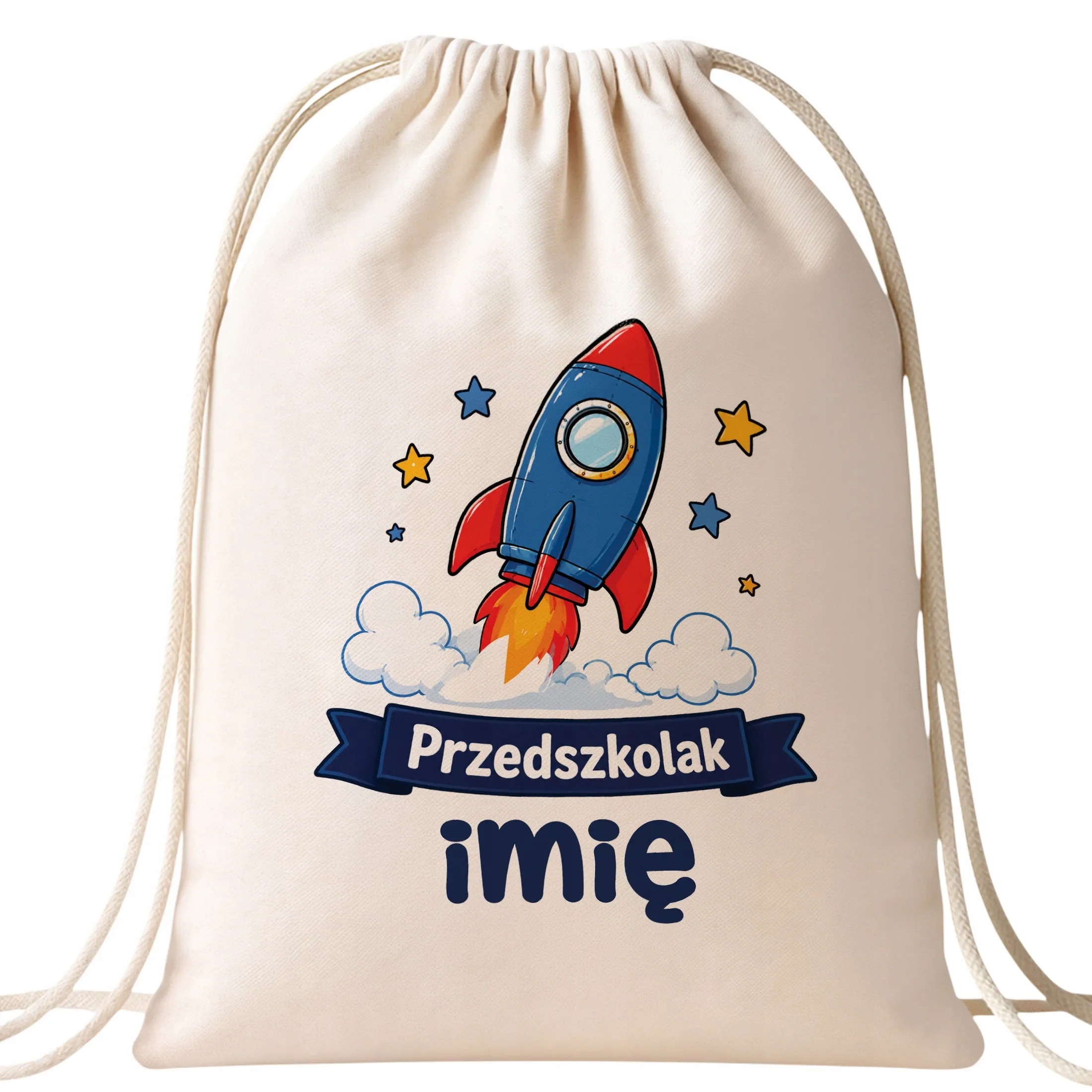 Plecak Worek Personalizowany Przedszkolak z Nadrukiem Bawełniany Szkolny
