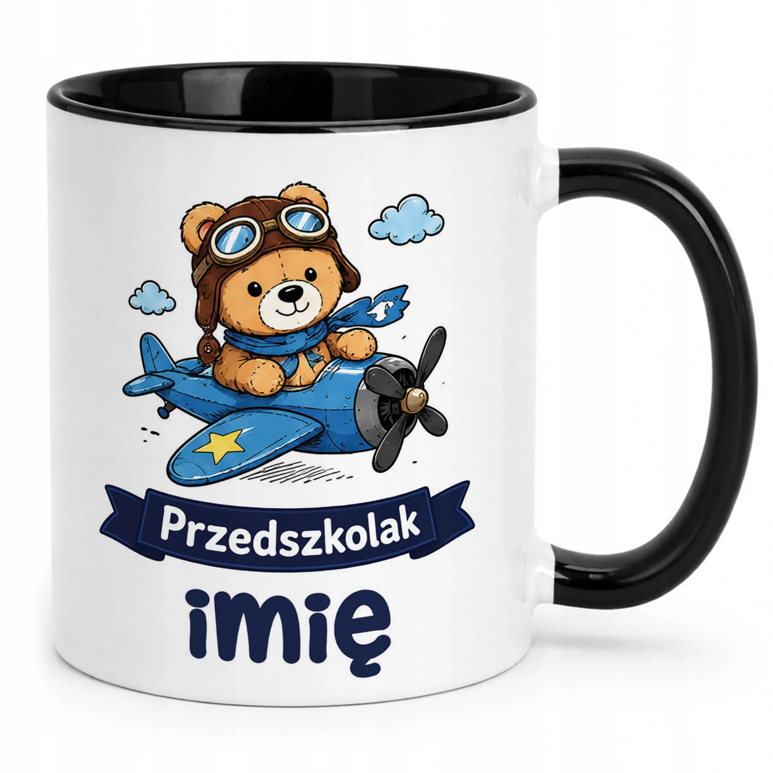 Kubek Czarny z nadrukiem personalizowany Przedszkolak Szkoła Dla Dzieci
