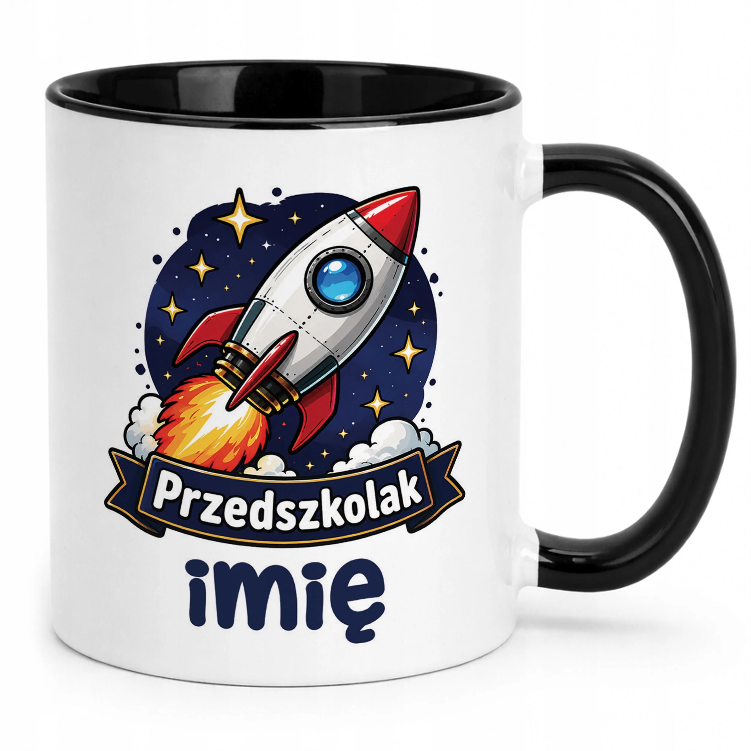 Kubek Czarny z nadrukiem personalizowany Przedszkolak Szkoła Dla Dzieci