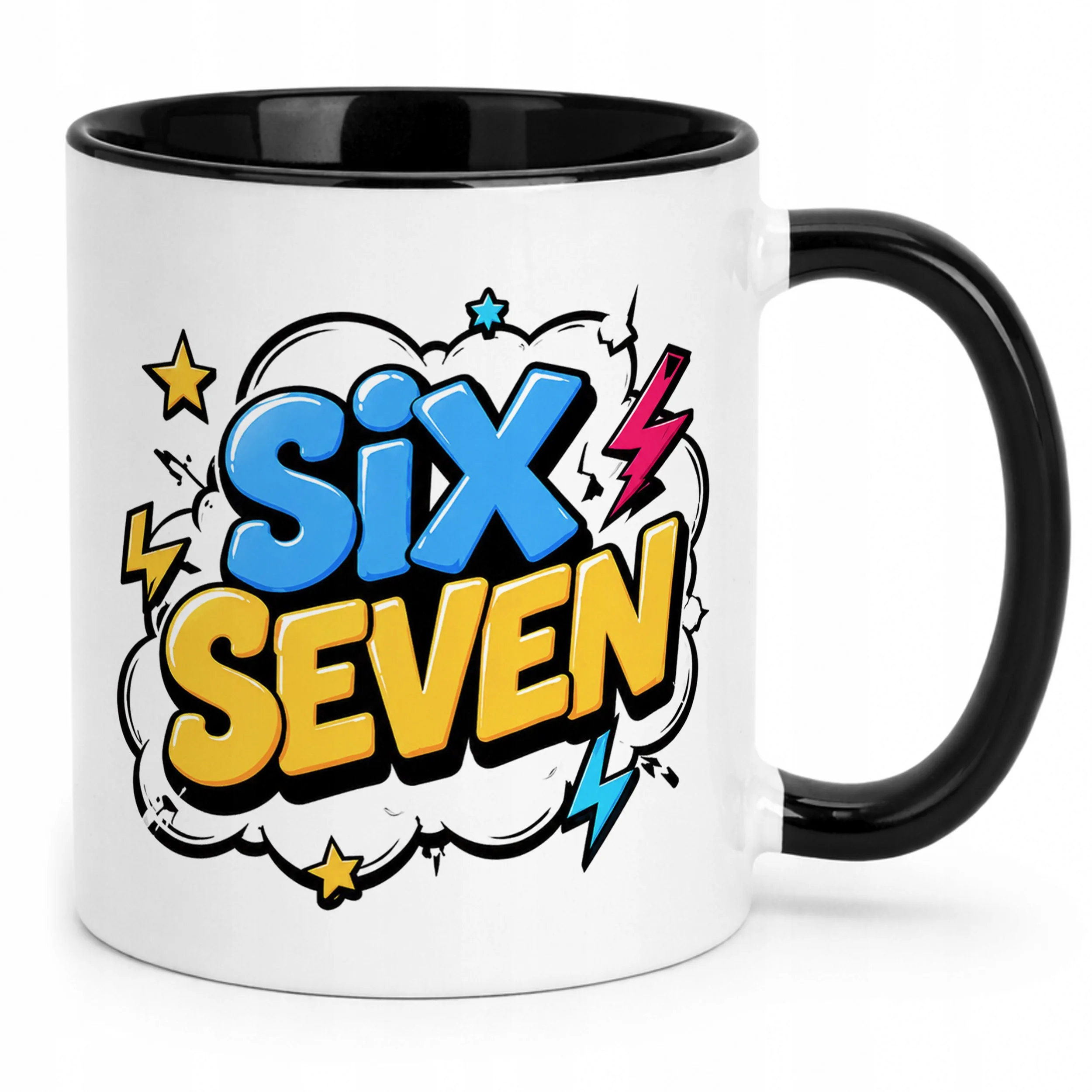 Kubek Czarny z nadrukiem SIX SEVEN Dla Dzieci Prezent Upominek