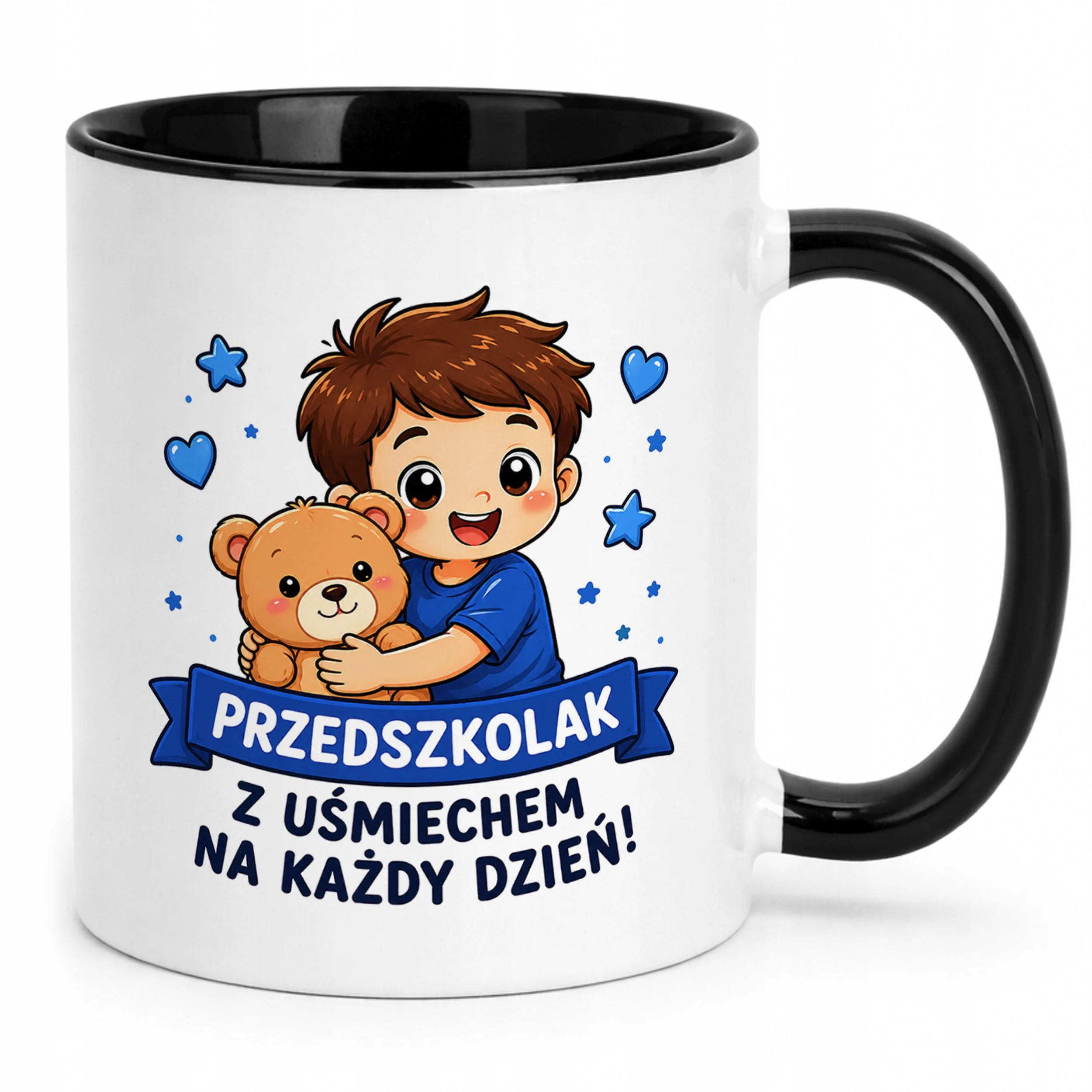 Kubek Czarny z nadrukiem Przedszkolak Szkoła Dla Dzieci Prezent