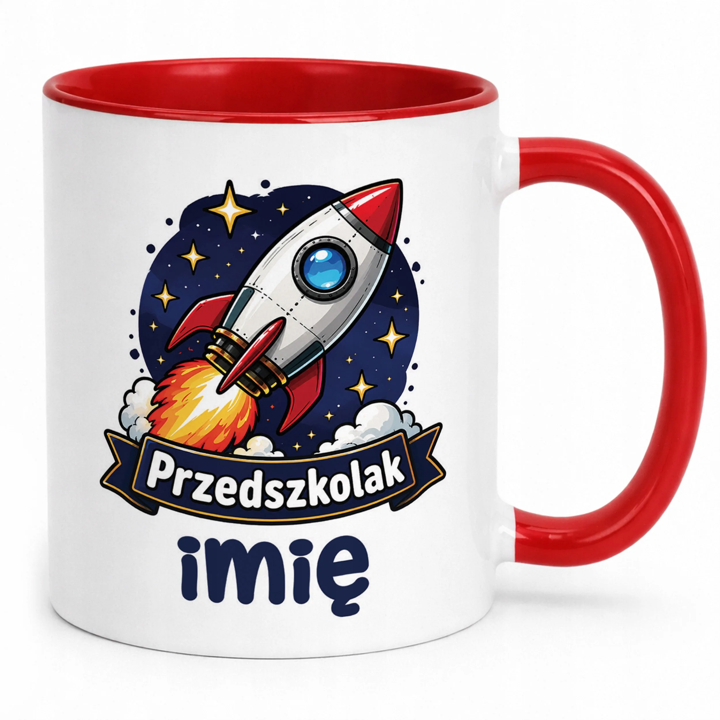 Kubek Czerwony z nadrukiem personalizowany Przedszkolak Szkoła Dla Dzieci