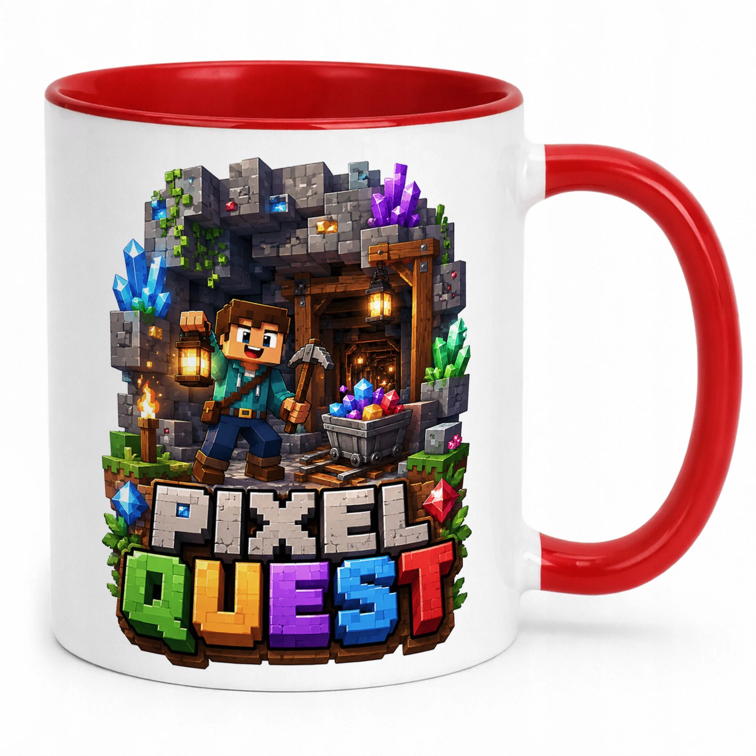 Kubek Czerwony z nadrukiem PIXEL Gra Dla Dzieci Prezent Upominek