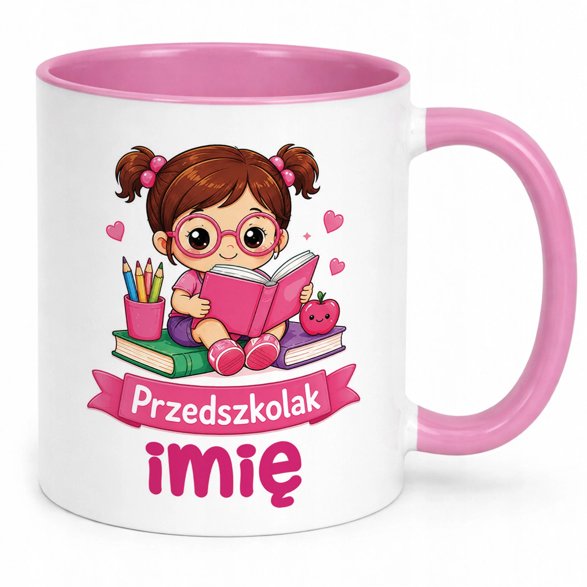 Kubek Różowy z nadrukiem personalizowany Przedszkolak Szkoła Dla Dzieci
