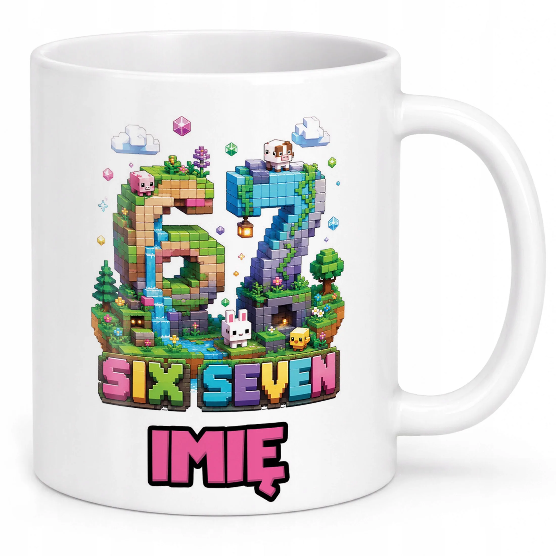 Biały Kubek z nadrukiem personalizowany SIX SEVEN Dla Dzieci Prezent