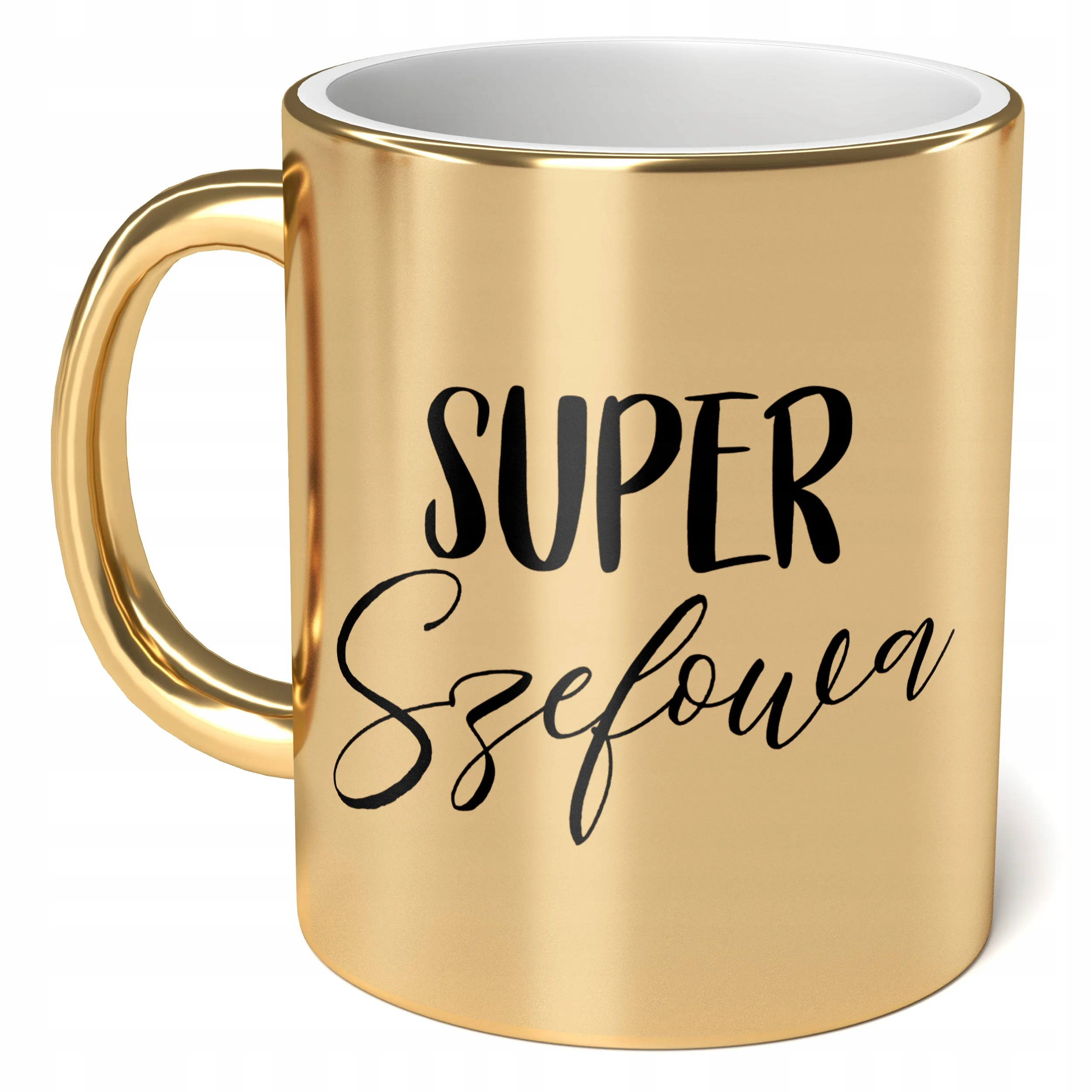 Kubek Złoty ceramiczny 330ml Super Szefowa Dla Kobiety Upominek Prezent