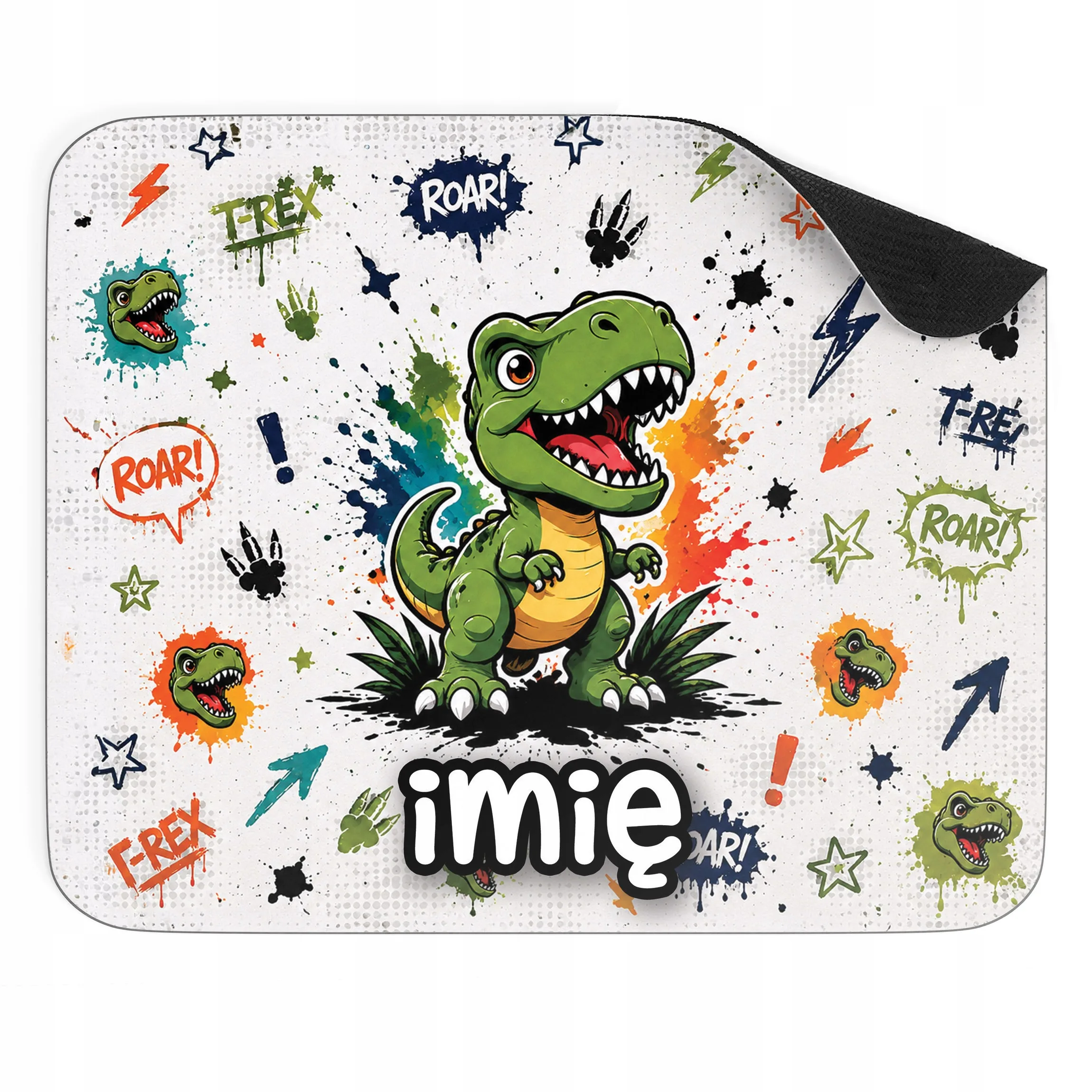 Podkładka pod mysz personalizowana z nadrukiem T-rex dla graczy