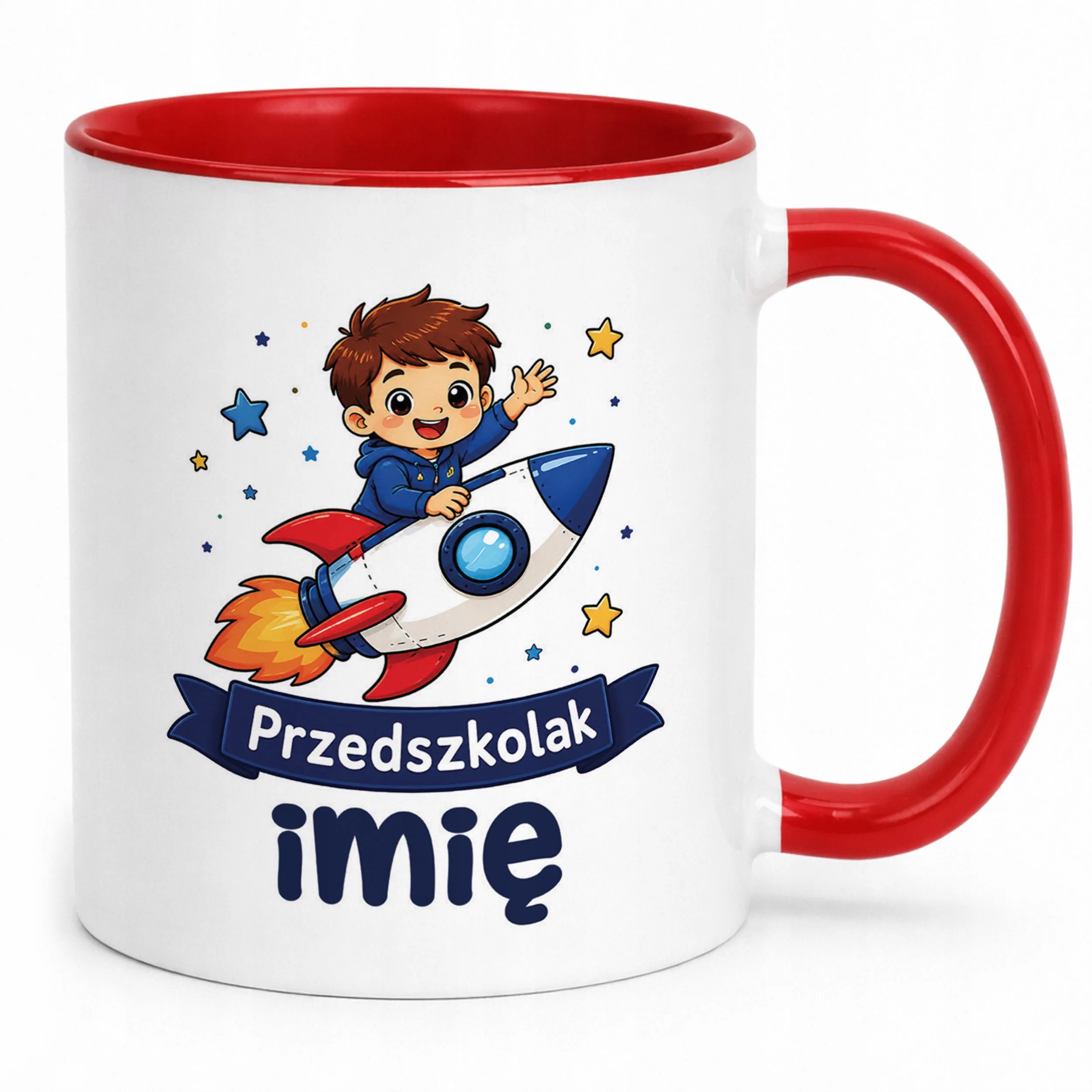 Kubek Czerwony z nadrukiem personalizowany Przedszkolak Szkoła Dla Dzieci