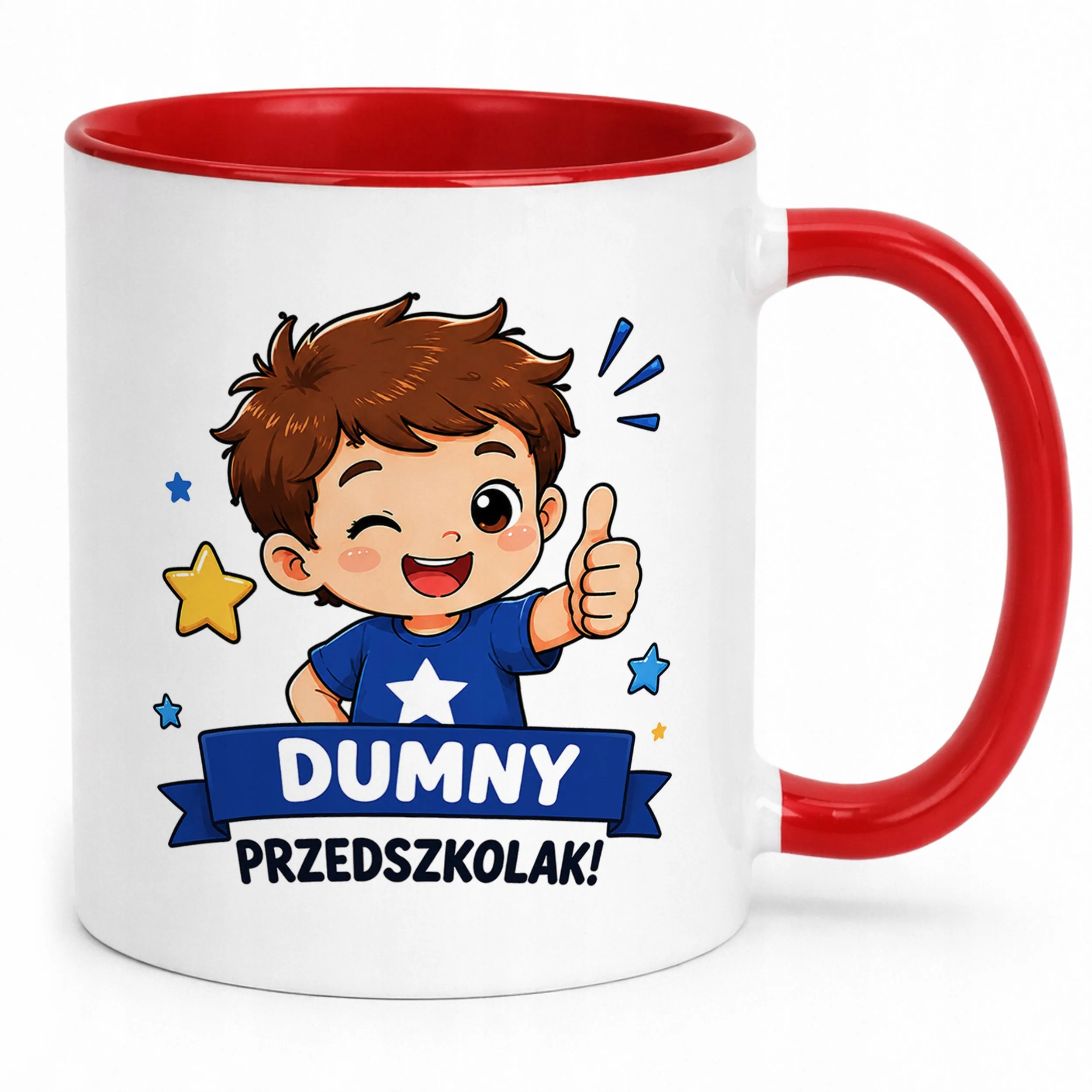 Kubek Czerwony z nadrukiem Przedszkolak Szkoła Dla Dzieci Prezent