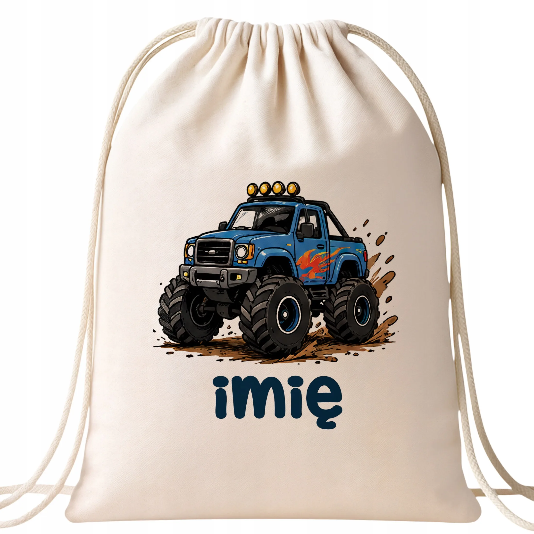 Plecak Worek Personalizowany Monster truck z Nadrukiem Bawełniany Szkolny