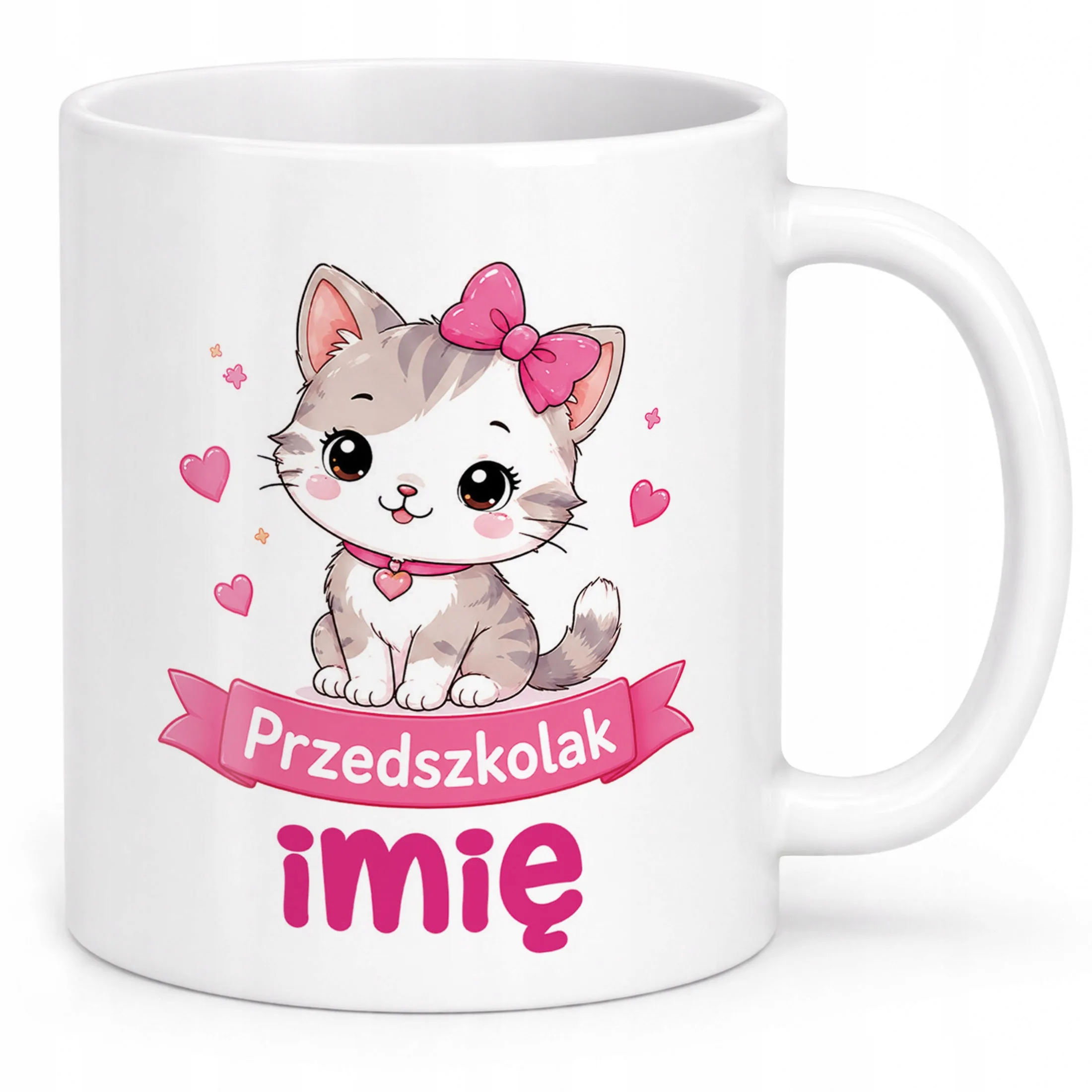 Biały Kubek z nadrukiem personalizowany Przedszkolak Szkoła Dla Dzieci