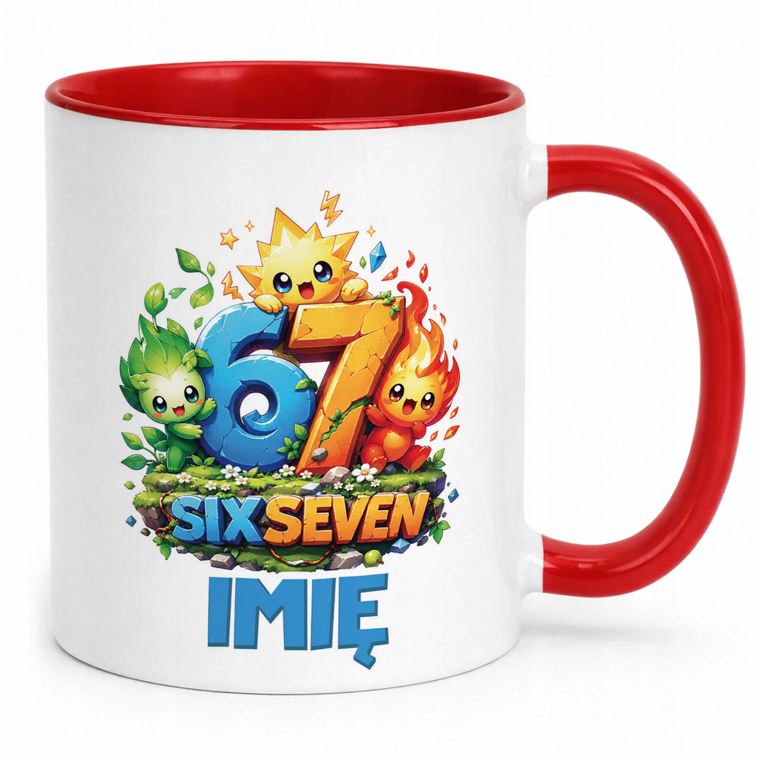 Kubek Czerwony z nadrukiem personalizowany SIX SEVEN Dla Dzieci Prezent