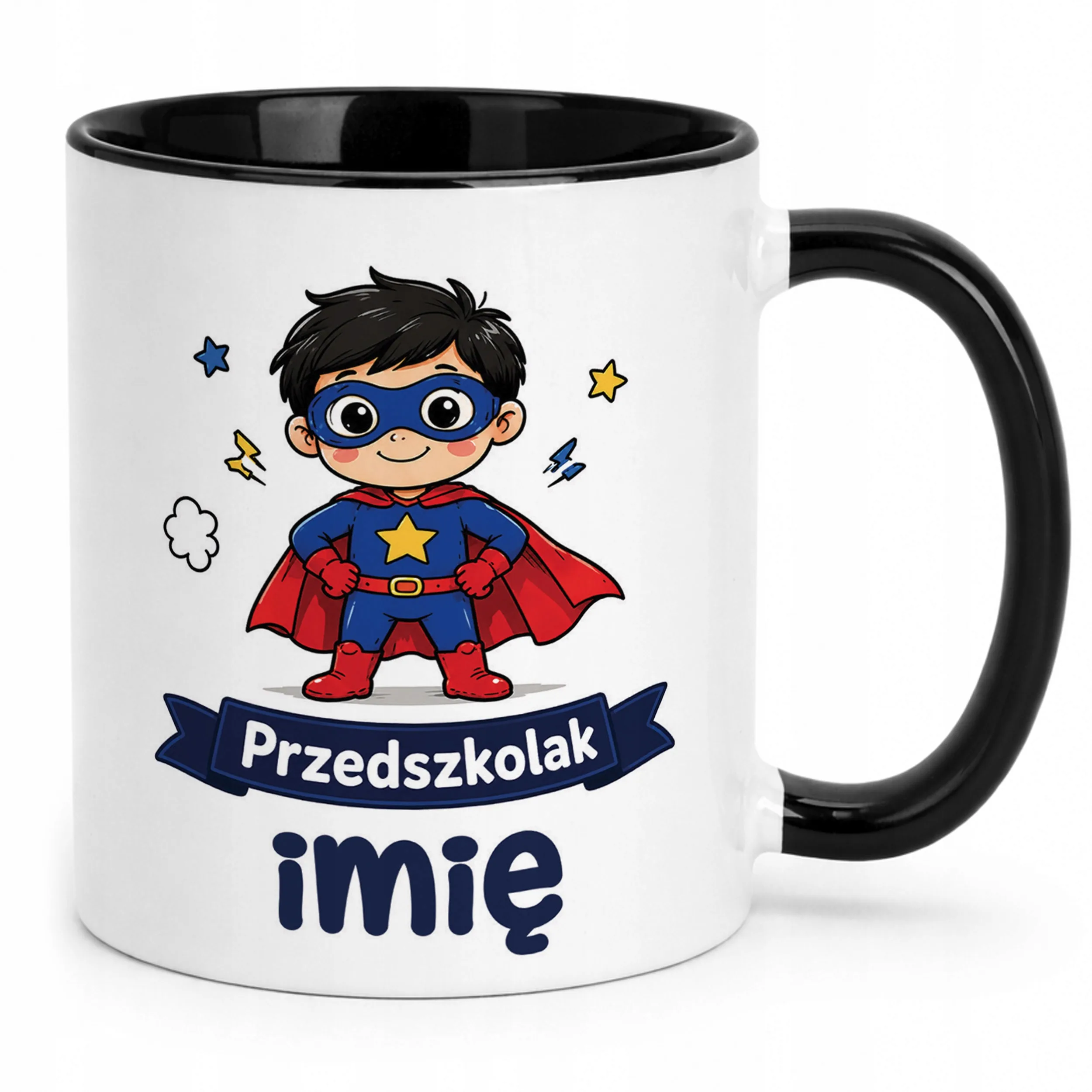Kubek Czarny z nadrukiem personalizowany Przedszkolak Szkoła Dla Dzieci