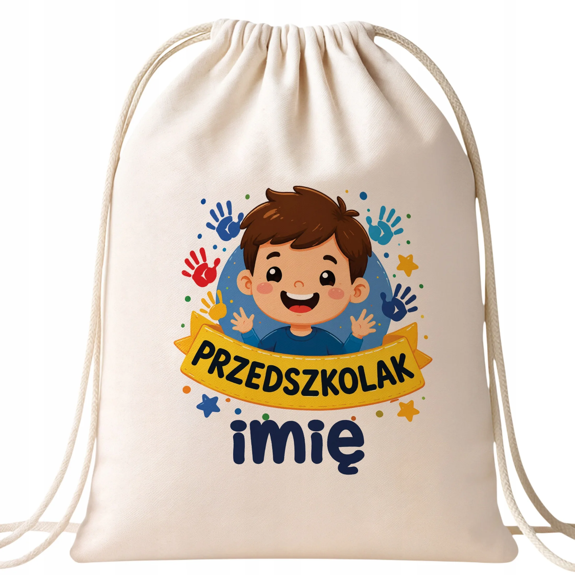 Plecak Worek Personalizowany Przedszkolak z Nadrukiem Bawełniany Szkolny