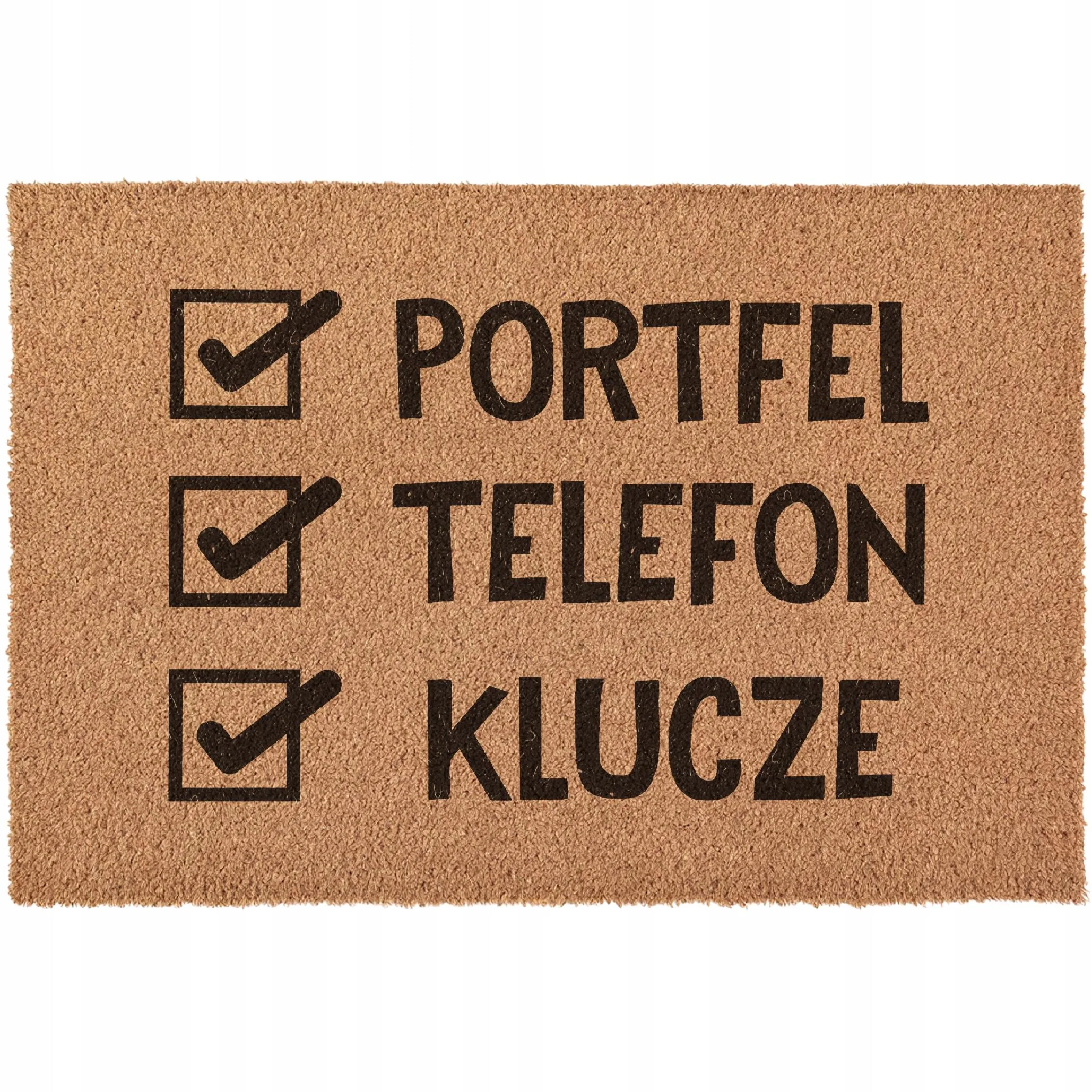 Wycieraczka Portfel Telefon Klucze checklist pod drzwi kokosowa 60×40