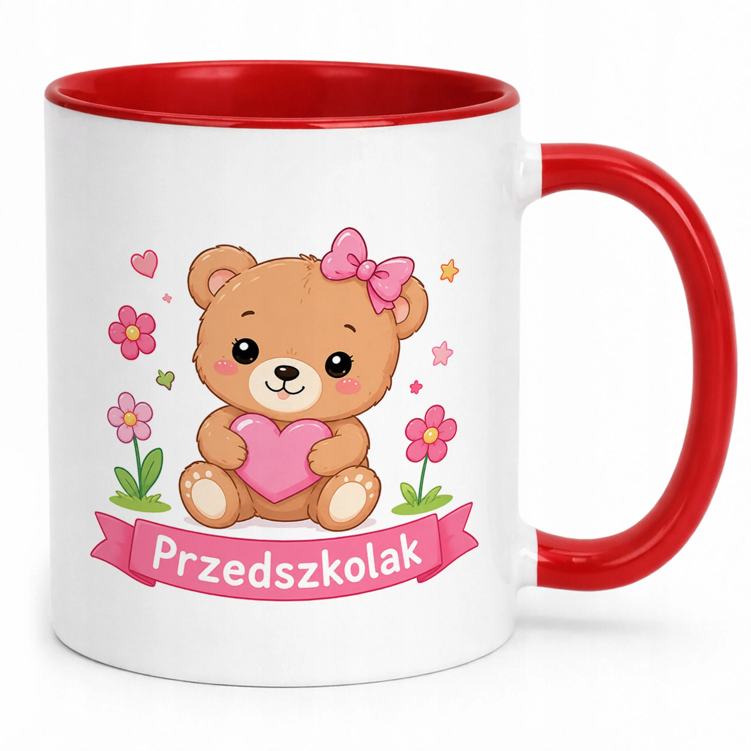 Kubek Czerwony z nadrukiem Przedszkolak Szkoła Dla Dzieci Prezent