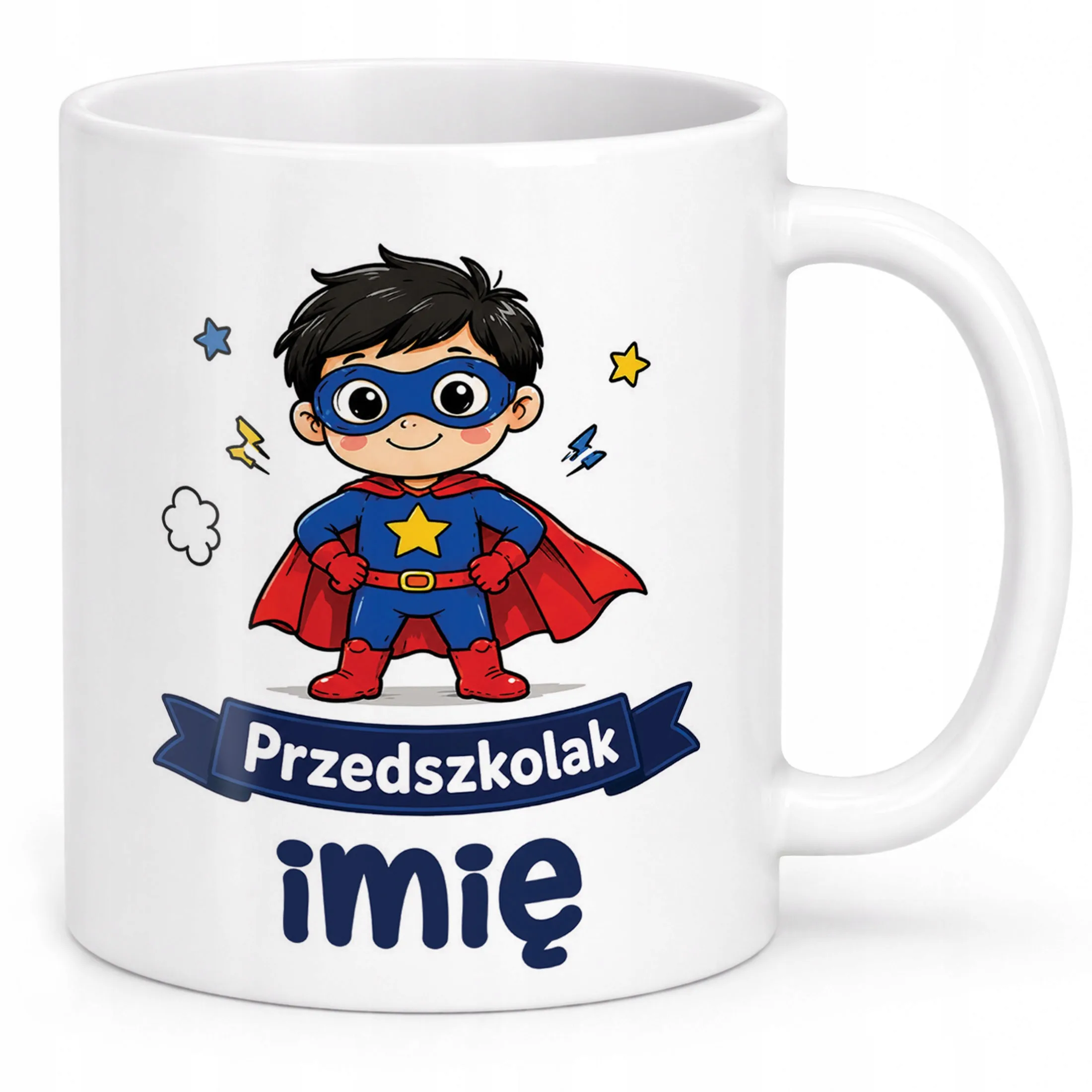 Biały Kubek z nadrukiem personalizowany Przedszkolak Szkoła Dla Dzieci