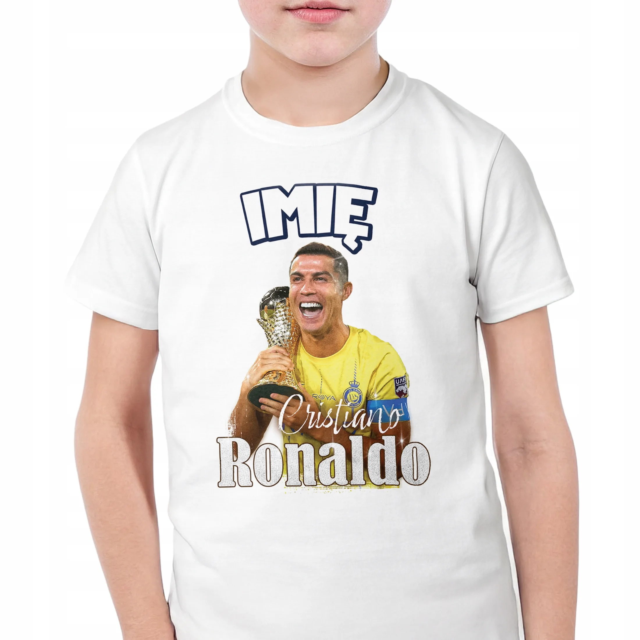 Koszulka personalizowana biała dziecięca Cristano Ronaldo Al-Nassr r. 122