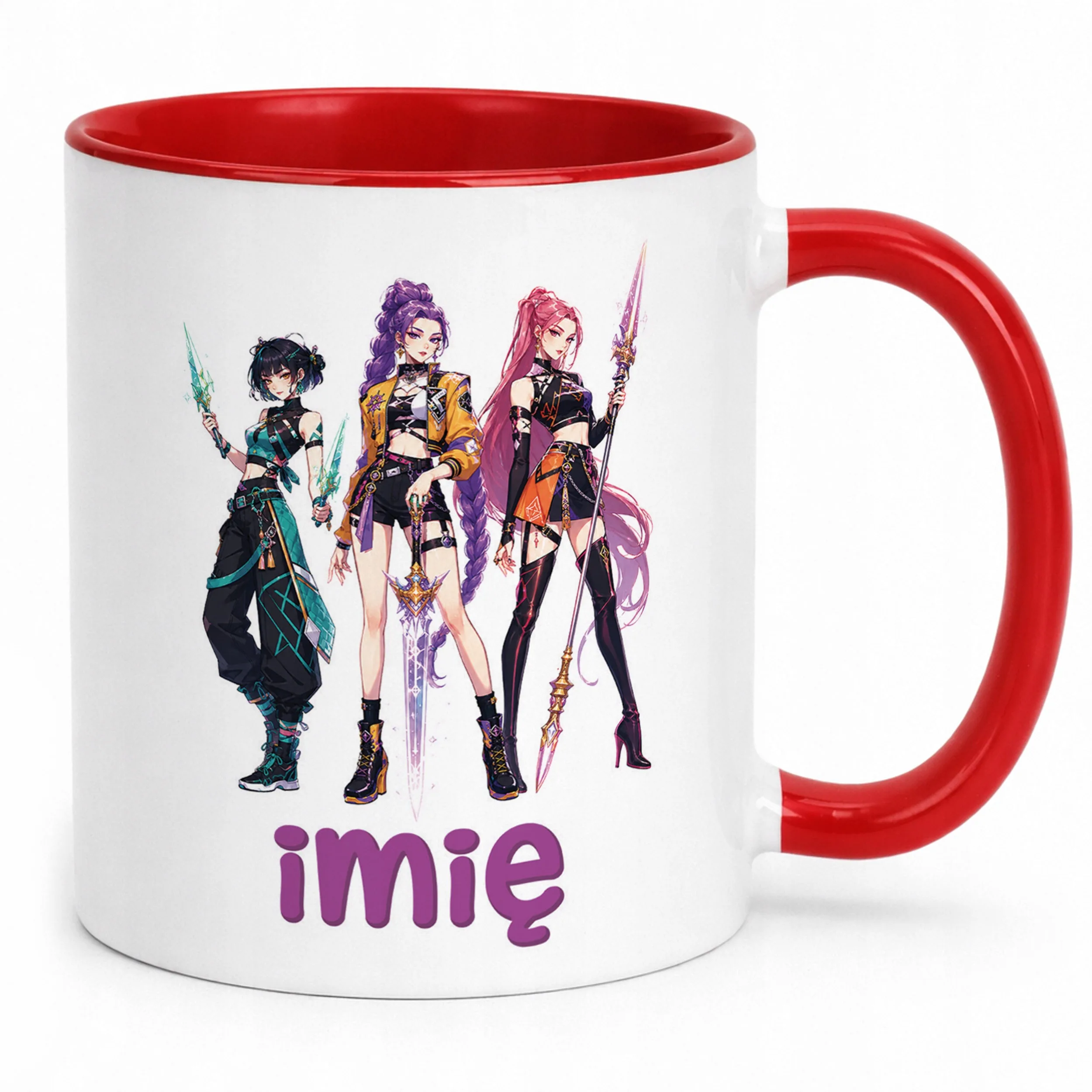Kubek Czerwony z nadrukiem personalizowany ŁOWCZYNIE KPOP Prezent